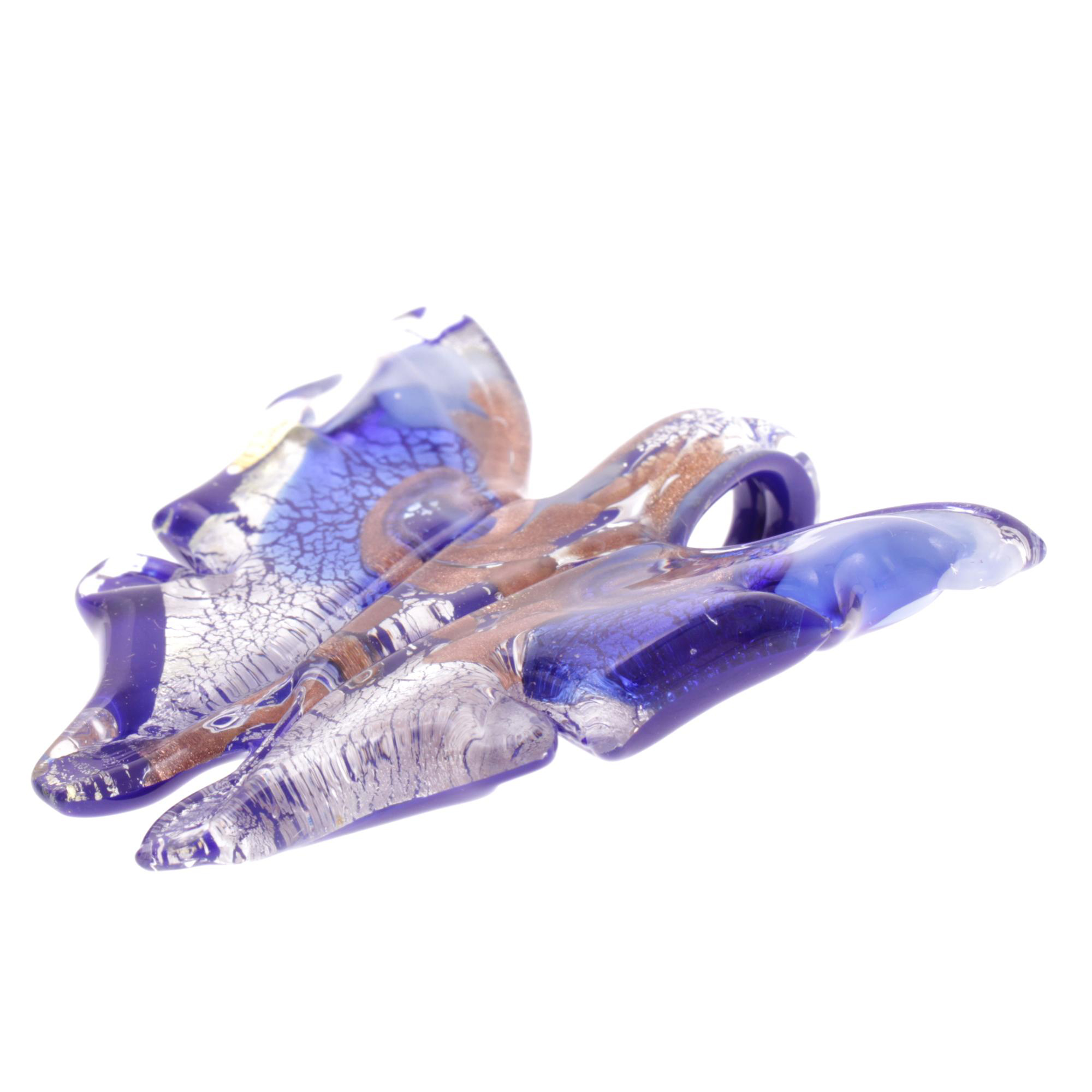 Farfalla Schmetterlingsanhänger Blau/Silber aus echtem Muranoglas mit echtem Blattsilber