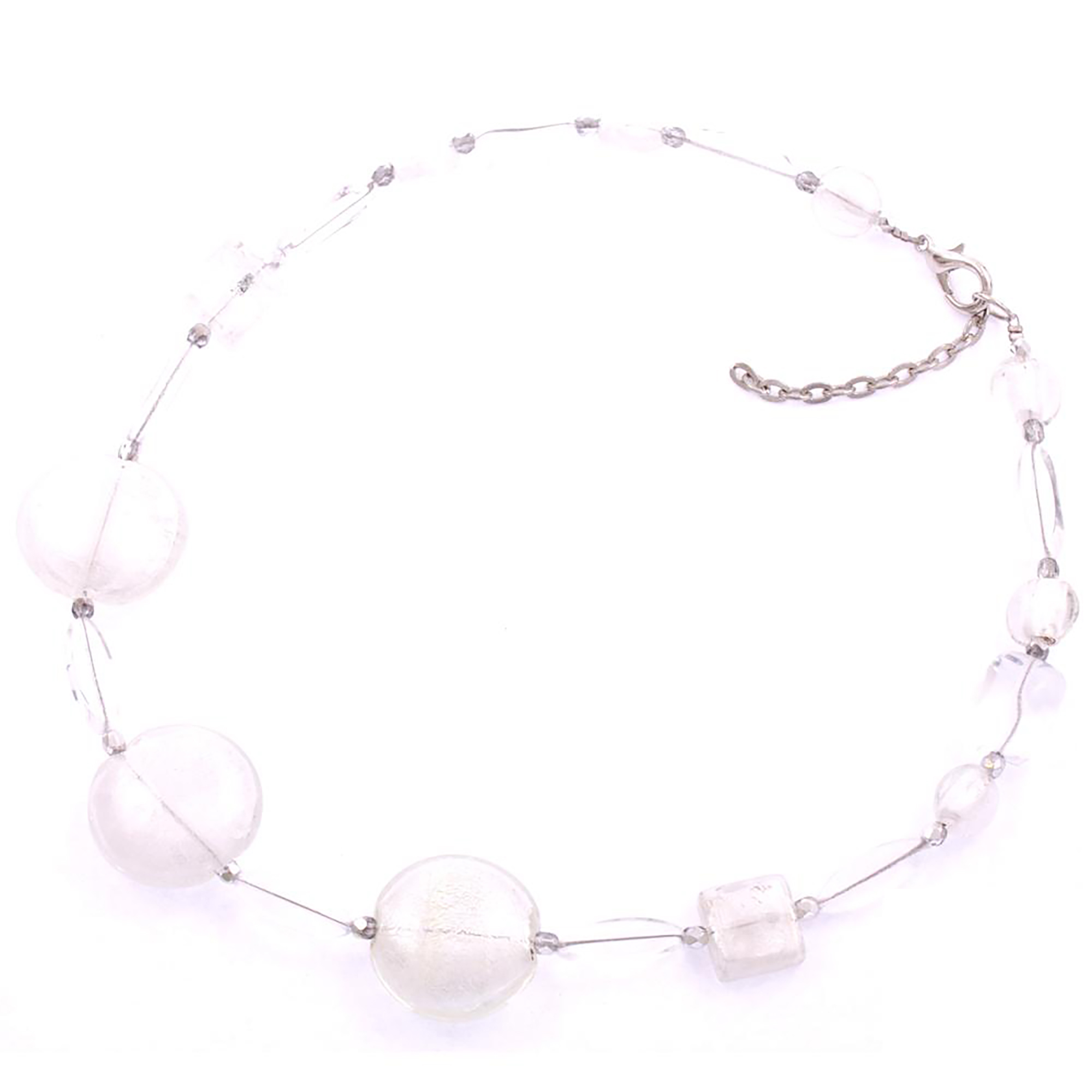Murano Glas Collier "Venusto" Halskette-silber