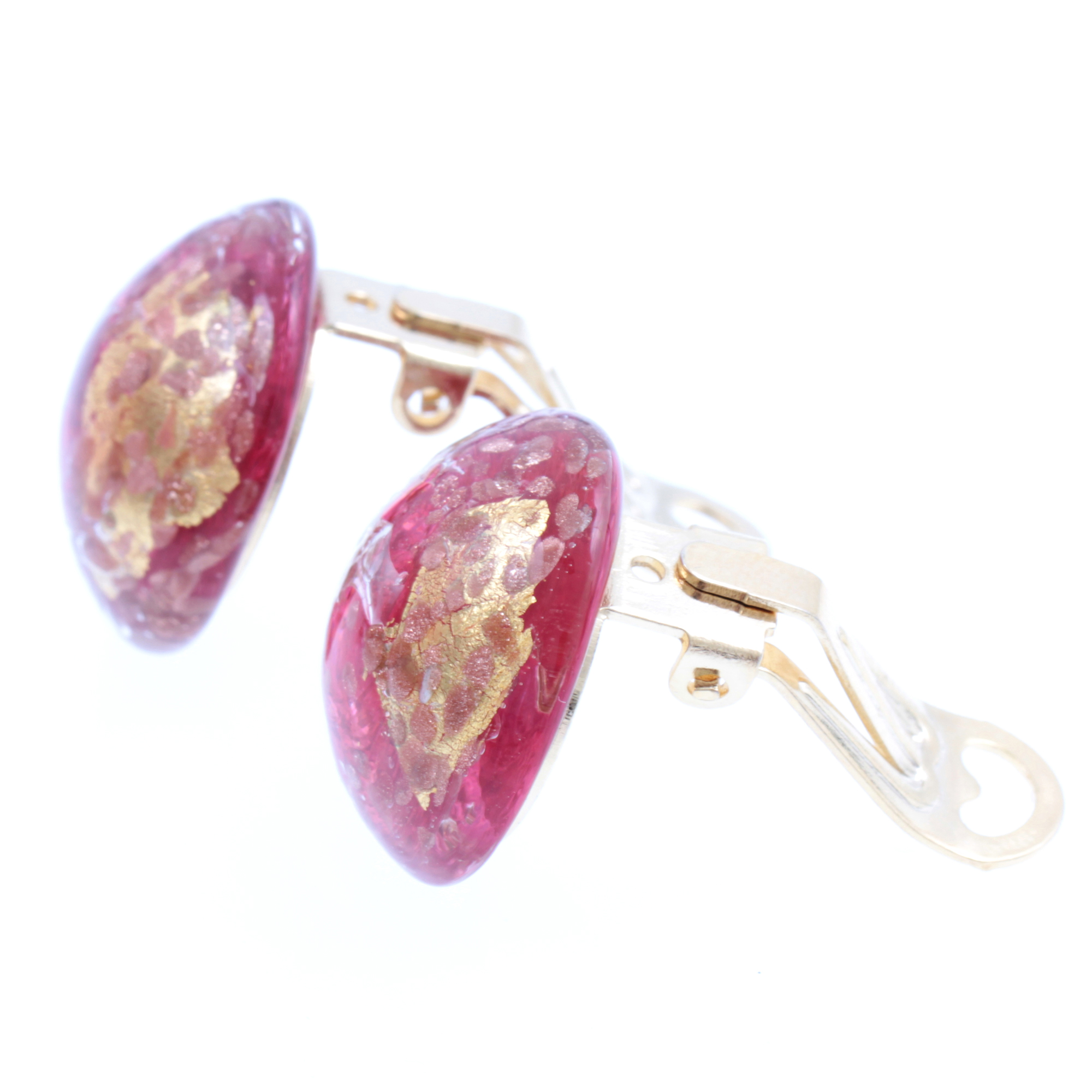 Murano Glas Ohrclip Modell "Symphonie" -rot