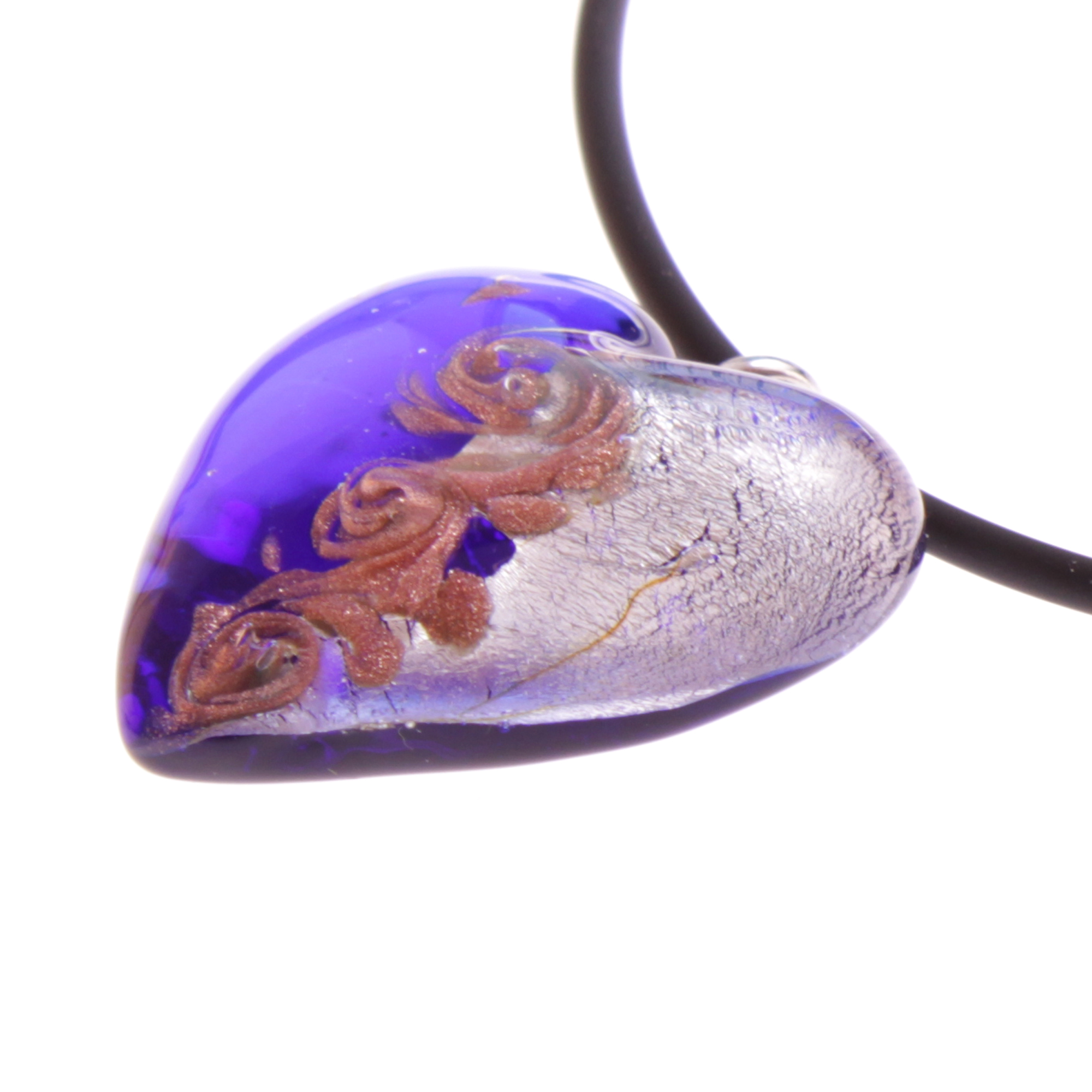 Girello medium Muranoglas Anhänger Blau/Silber; Muranoglas mit echtem Blattsilber und Kupfer; hypoallergene, hochwertig versilberte Öse