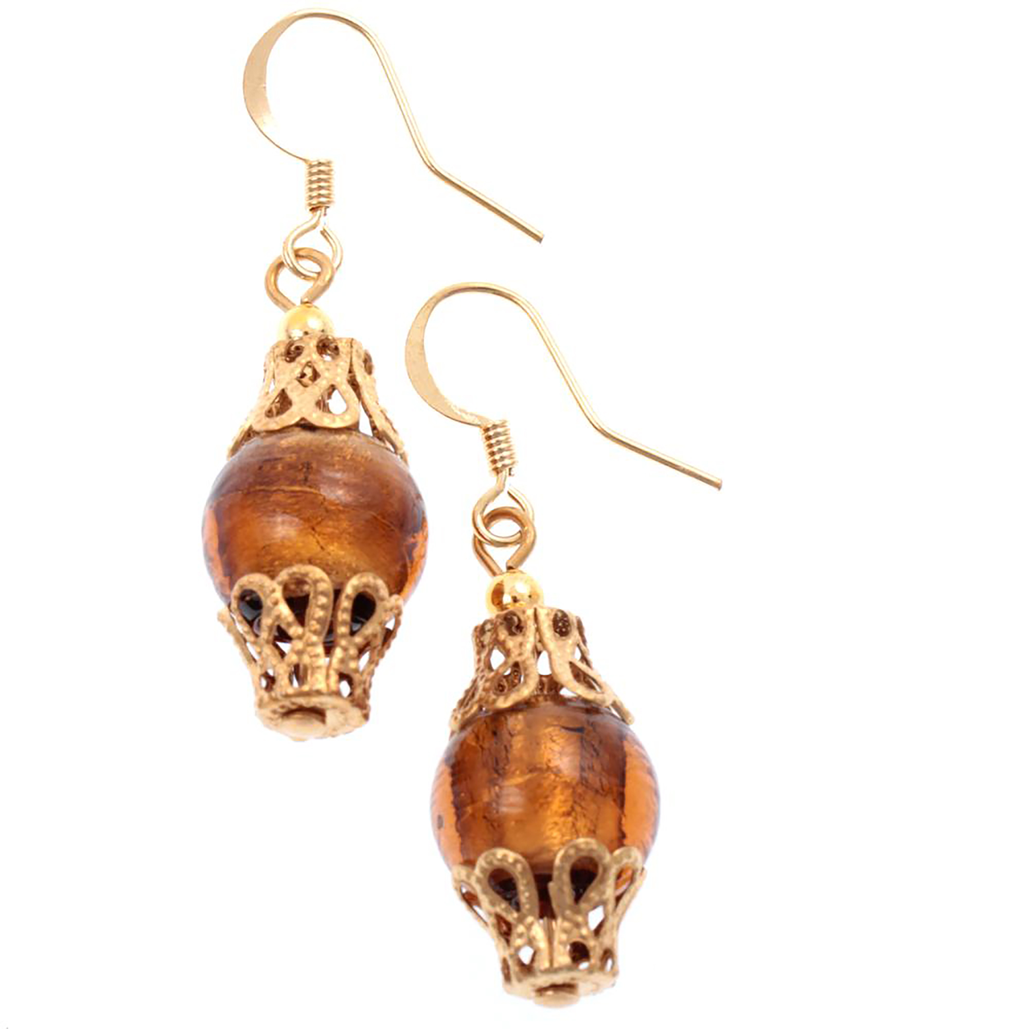 Murano Glas Ohrring "Emi" Ohrschmuck-braun-gold