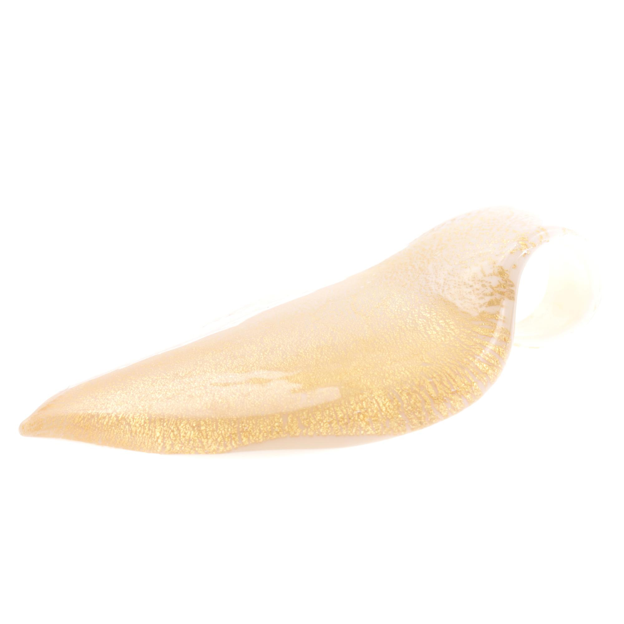 Ein großes Murano Glas Blatt "Pala Grande" Anhänger-gold