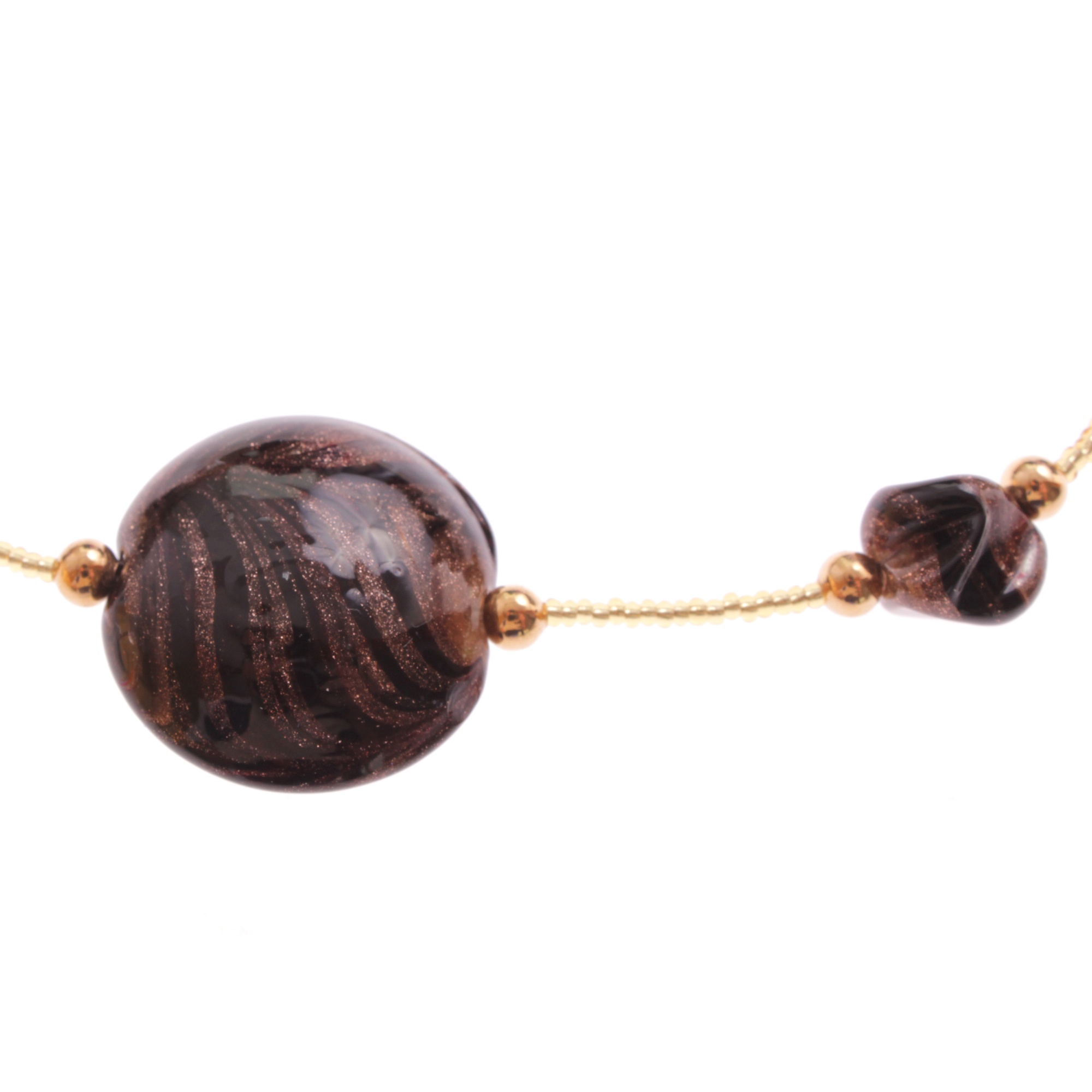 Astana Muranoglas Collier Gold/Kupfer; Muranoglas mit echtem Kupfer; hypoallergene, hochwertig vergoldete äußere Metallteile