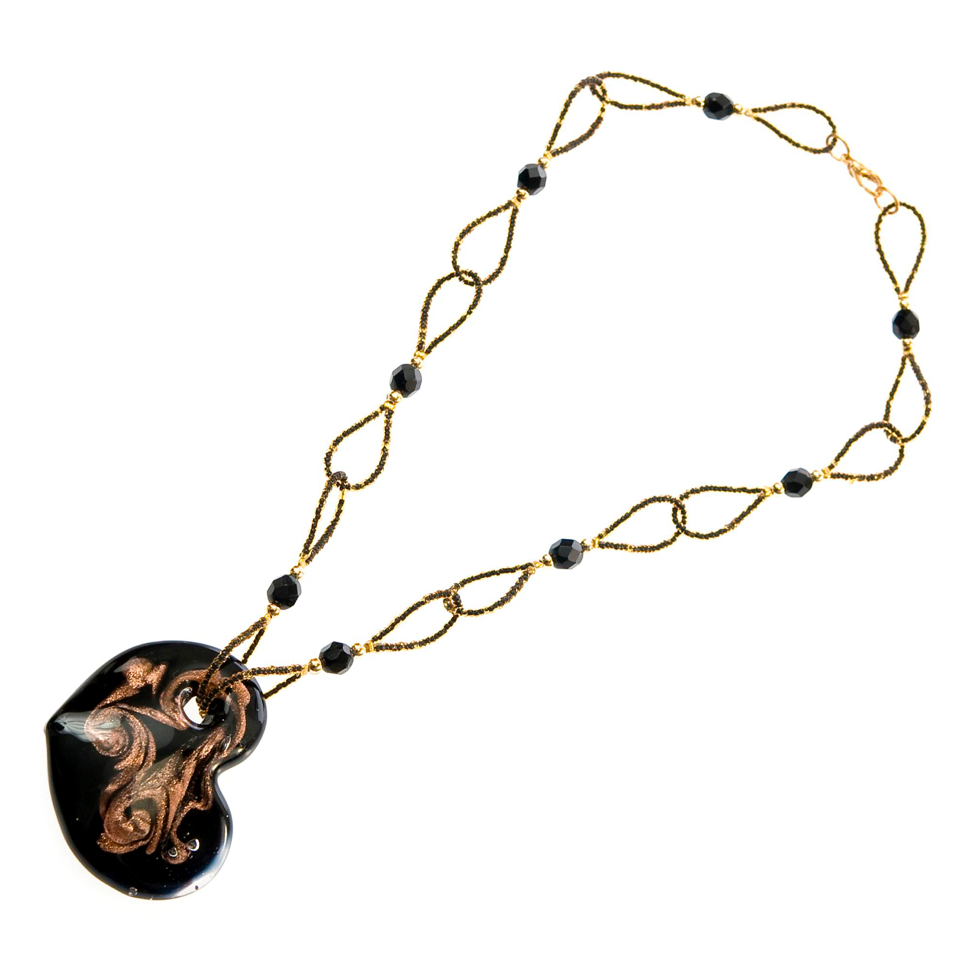 Edles Murano Glas Herz "Capri" Halskette-kupfer