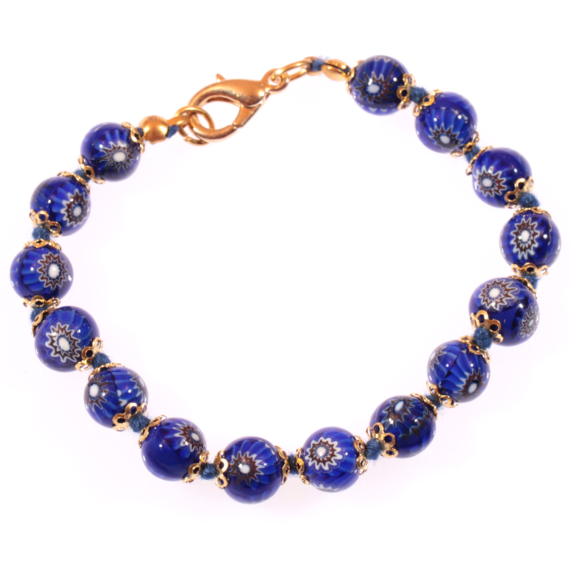 Murano Glas Armband "Mille Fiori" dunkelblau