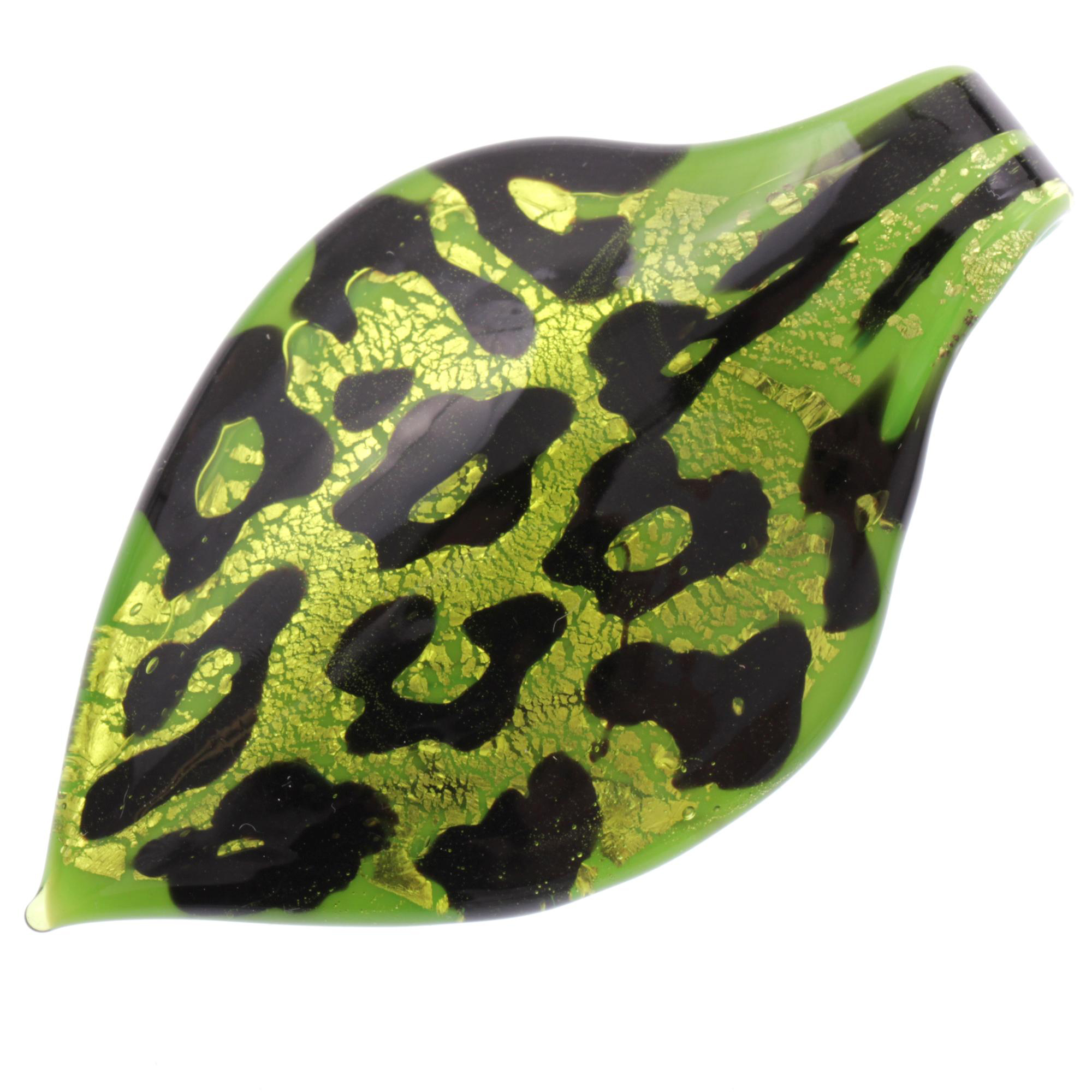 Feines kleines Murano Glas Blatt "Pala" Anhänger-grün