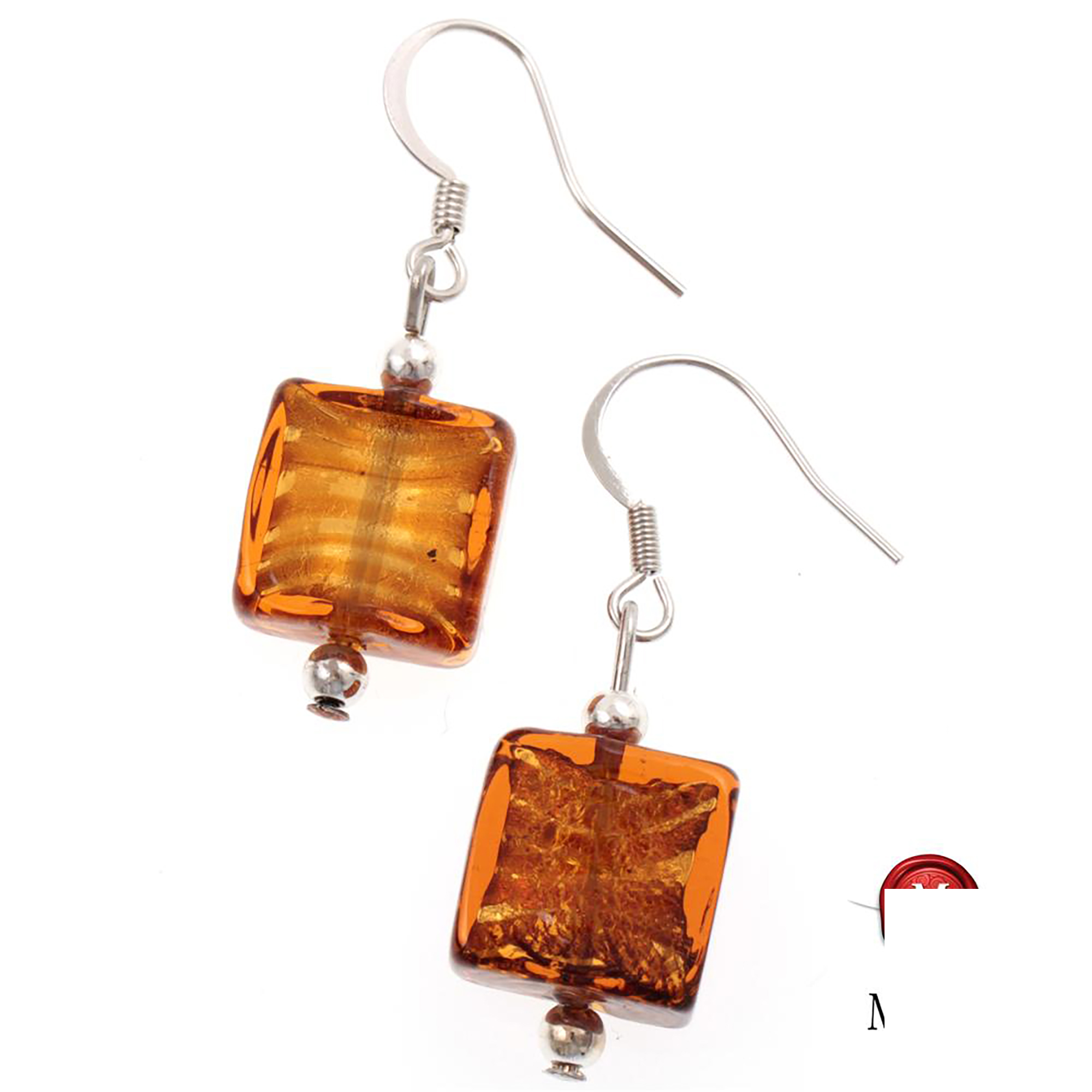 Murano Glas Ohrhaken "Mel" Ohrring Ohrschmuck-amber