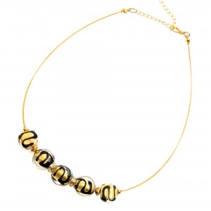 Exklusive Halskette aus Murano Glas "Iowa" Collier-schwarz-gold