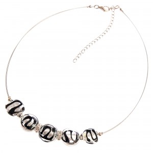 Exklusive Halskette aus Murano Glas "Iowa" Collier-schwarz-silber
