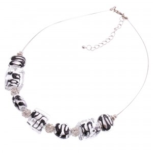 Ein Gala Collier aus Murano Glas "Denver" Halskette-schwarz-silber