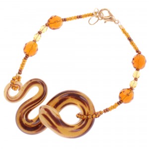 Schlangen Armband Murano Glas "Biscia" Armschmuck-amber-gold