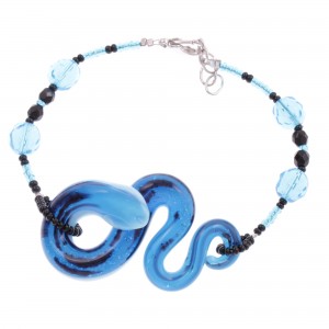 Schlangen Armband Murano Glas "Biscia" Armschmuck-blau