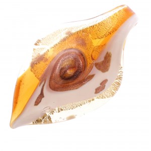Feines kleines Murano Glas Blatt "Pala" Anhänger-amber-gold