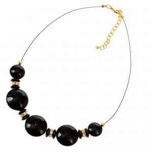Hinreißendes Murano Glas Collier "Perth" Halskette-schwarz-gold