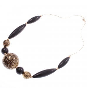 Ein Traum aus echtem Murano Glas Collier "Palina" Halskette-schwarz-gold