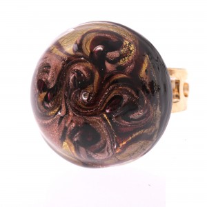Ein Murano Glas Ring vom feinstem, Modell  "Molla" -schwarz-kupfer