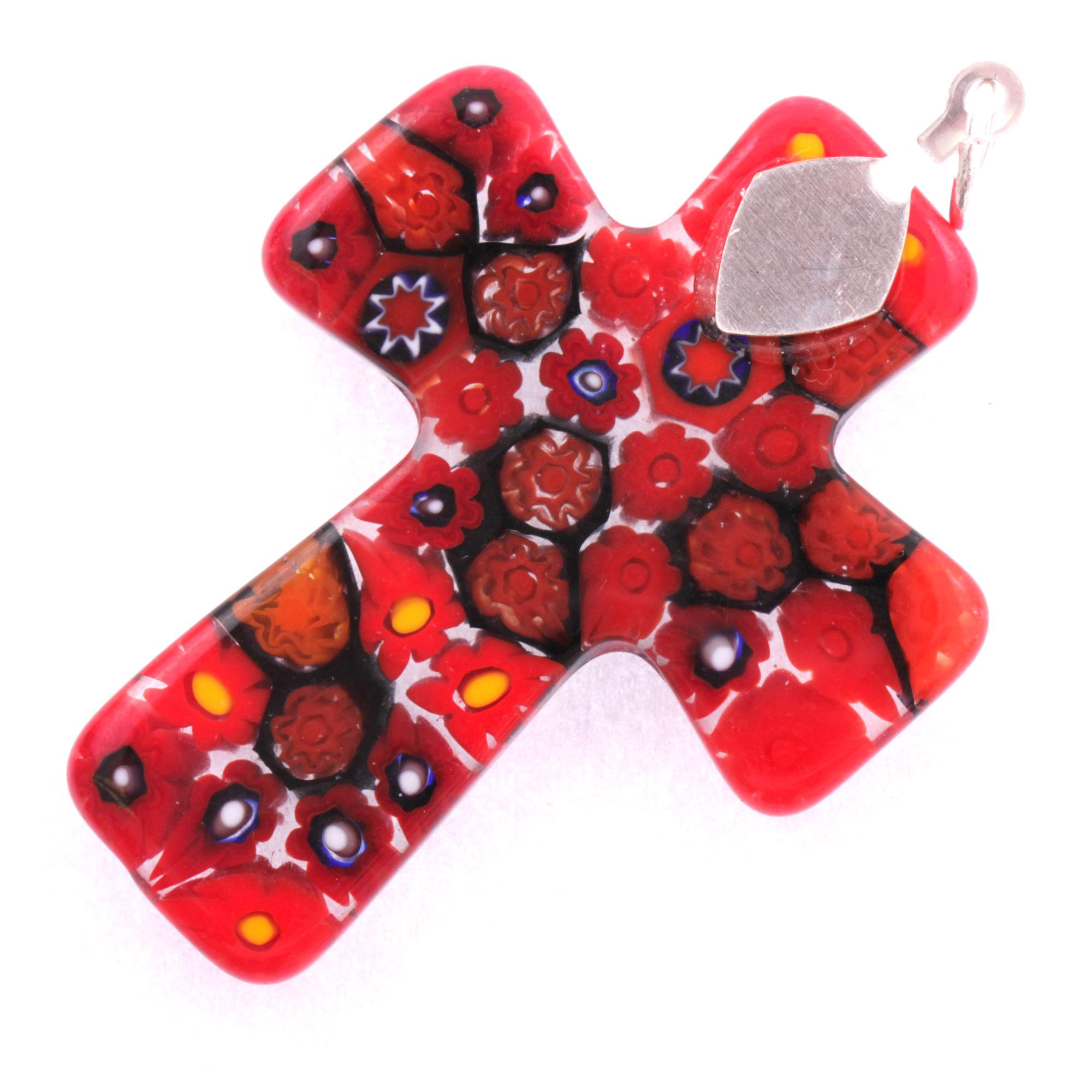 Murano Glas Kreuz Modell "Grand Rood" Mille Fiori-rot