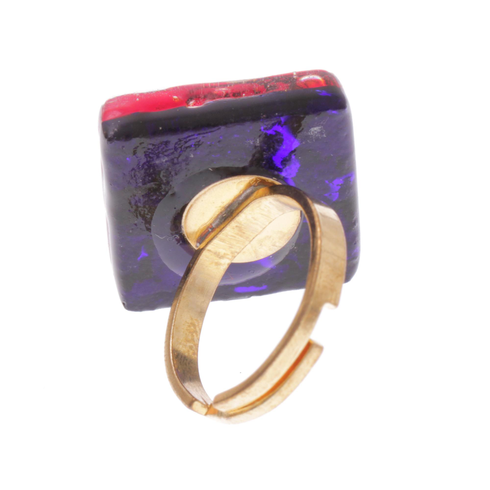 Violetta Muranoglas Ring Rot/Gold; Muranoglas mit echtem Blattgold; hypoallergene, hochwertig vergoldete Ringschiene