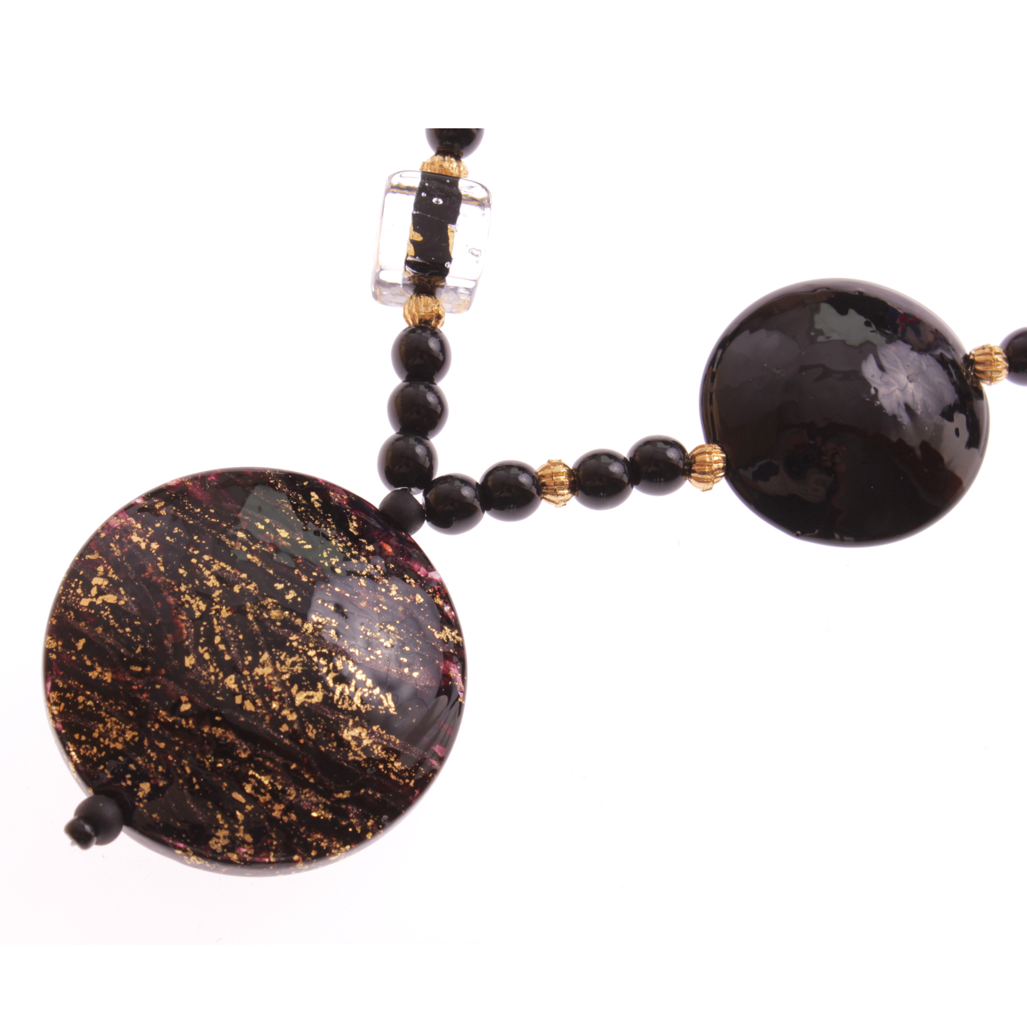 Muranoglas Collier "Ava" trendig mit Kautschuk!-schwarz-gold