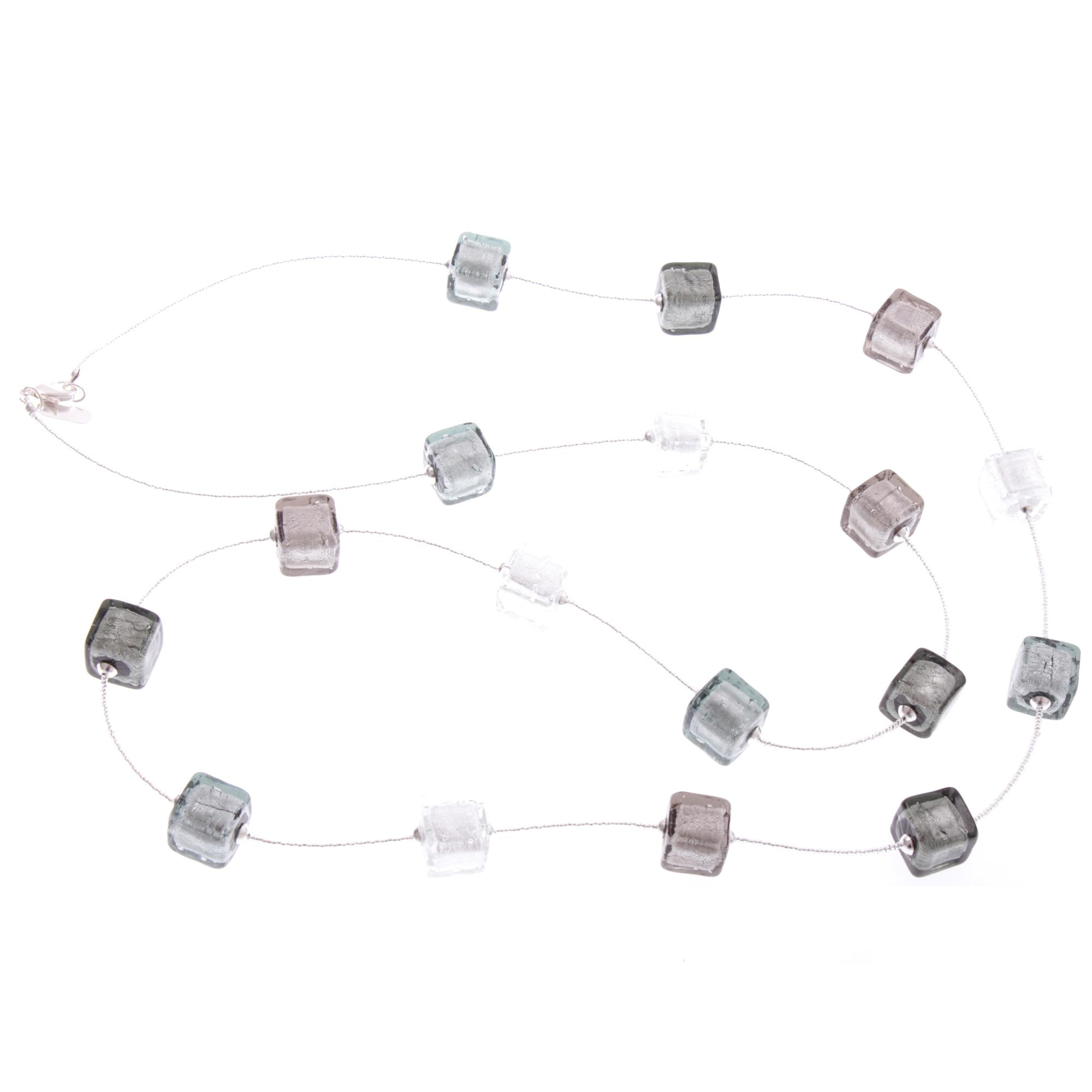 Traumhaftes Murano Glas Collier "Ancora" Halskette-schwarz-silber