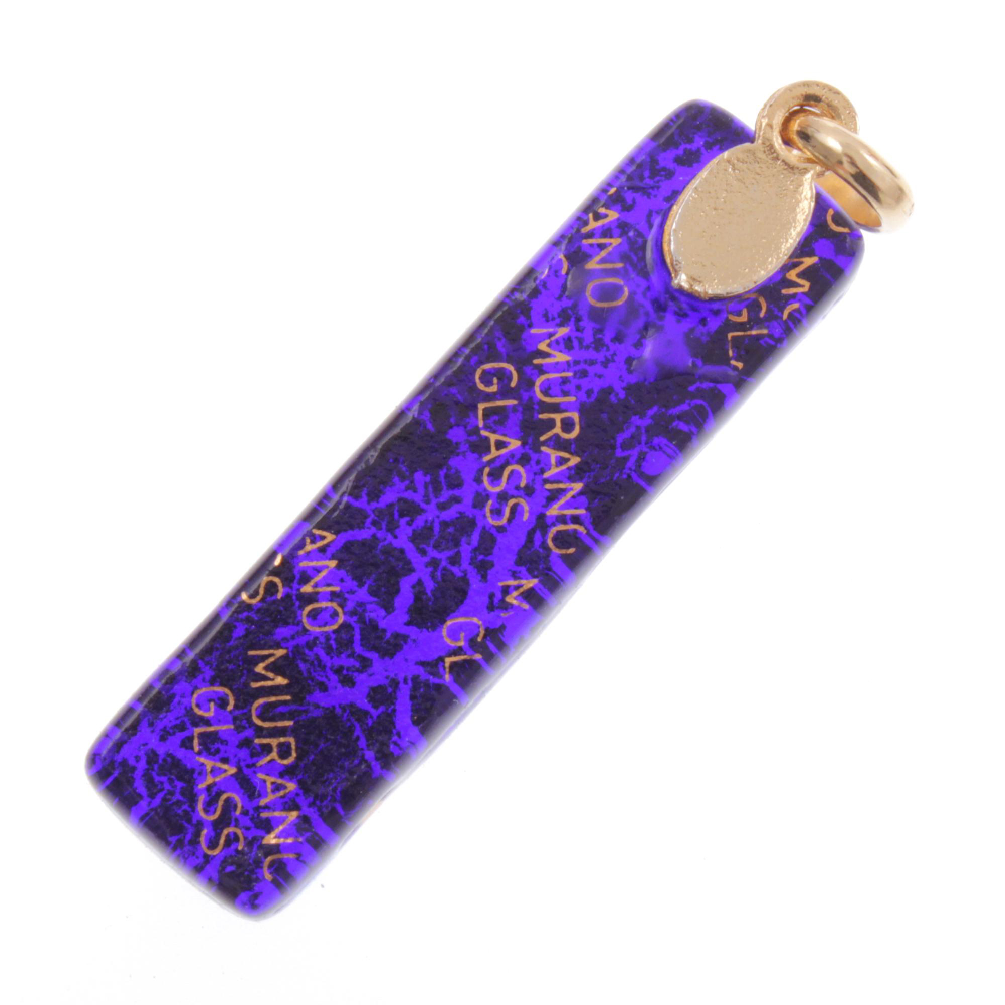 Murano Glas Anhänger Baguette "Bastone"-gold-dunkelblau