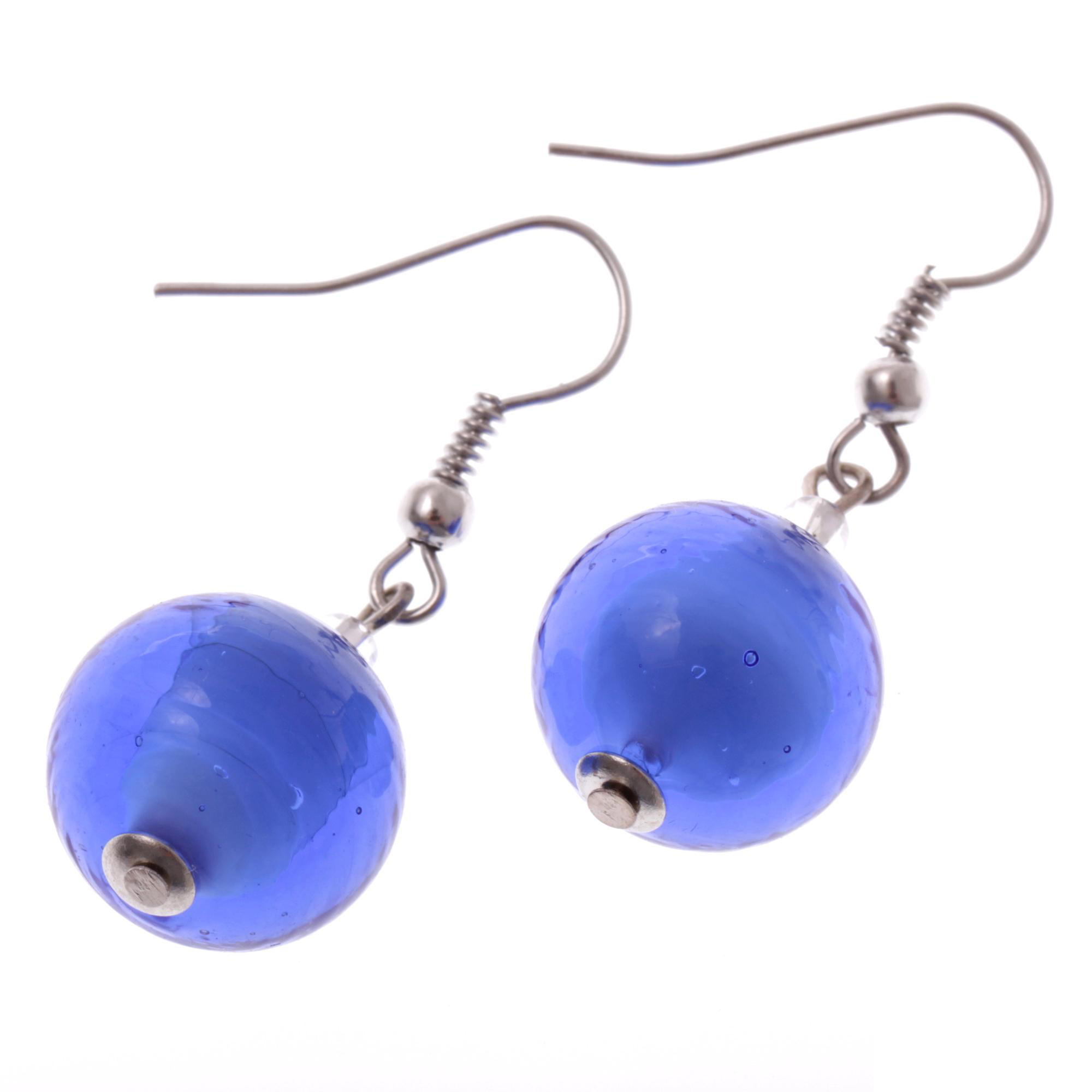 Verona Muranoglas Ohrhänger Blau/Silber; Muranoglas ohne Metalleinlagen; hypoallergene, hochwertig versilberte äußere Metallteile