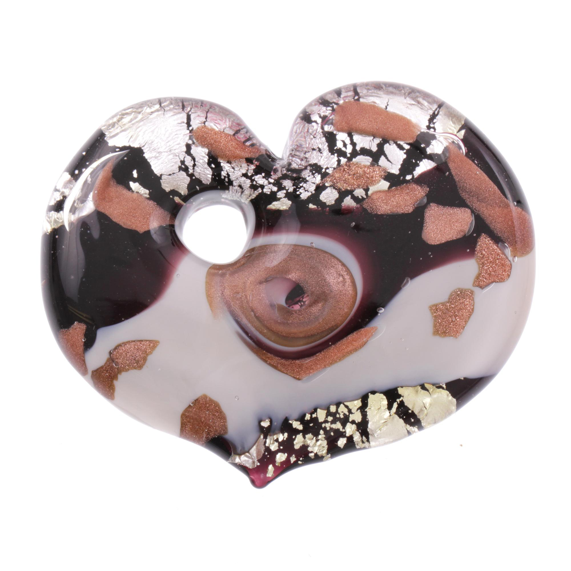 Ein Herz Anhänger aus Murano Glas "Picco Animo" -lila silber