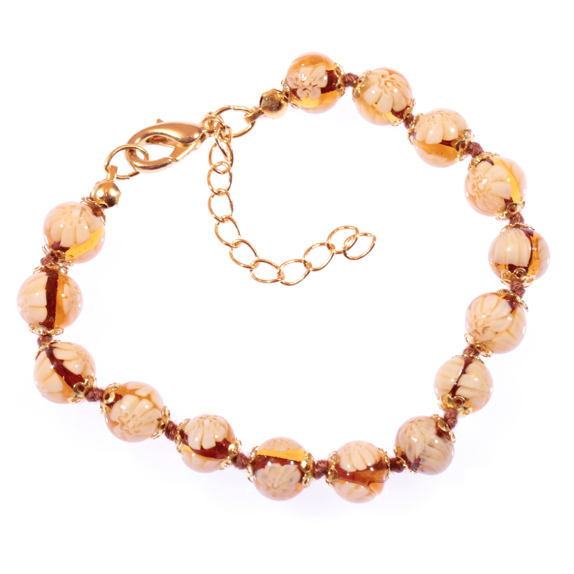 Murano Glas Armband "Mille Fiori" amber