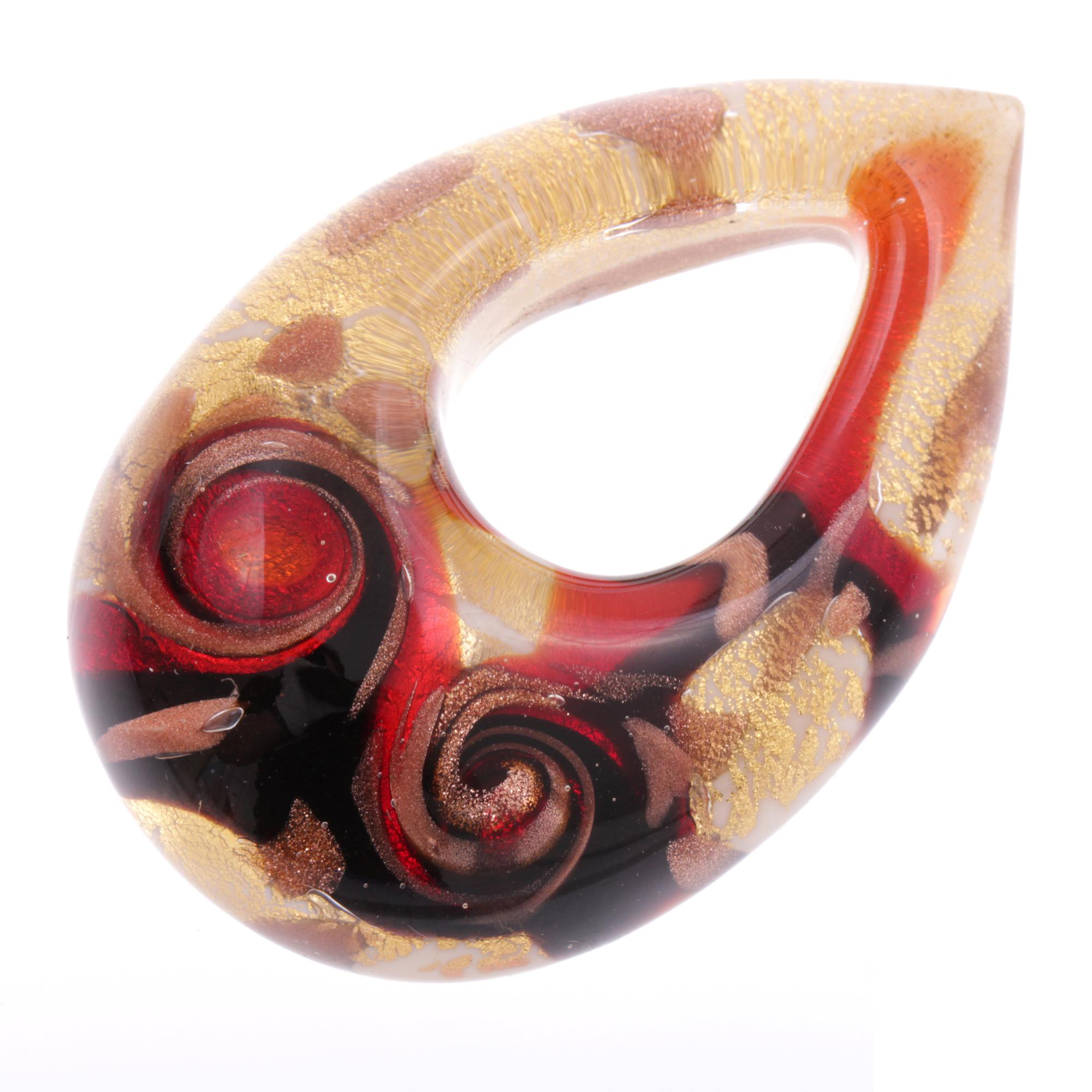 Erlesener Murano Glas Anhänger Model "Drop"-rot-gold