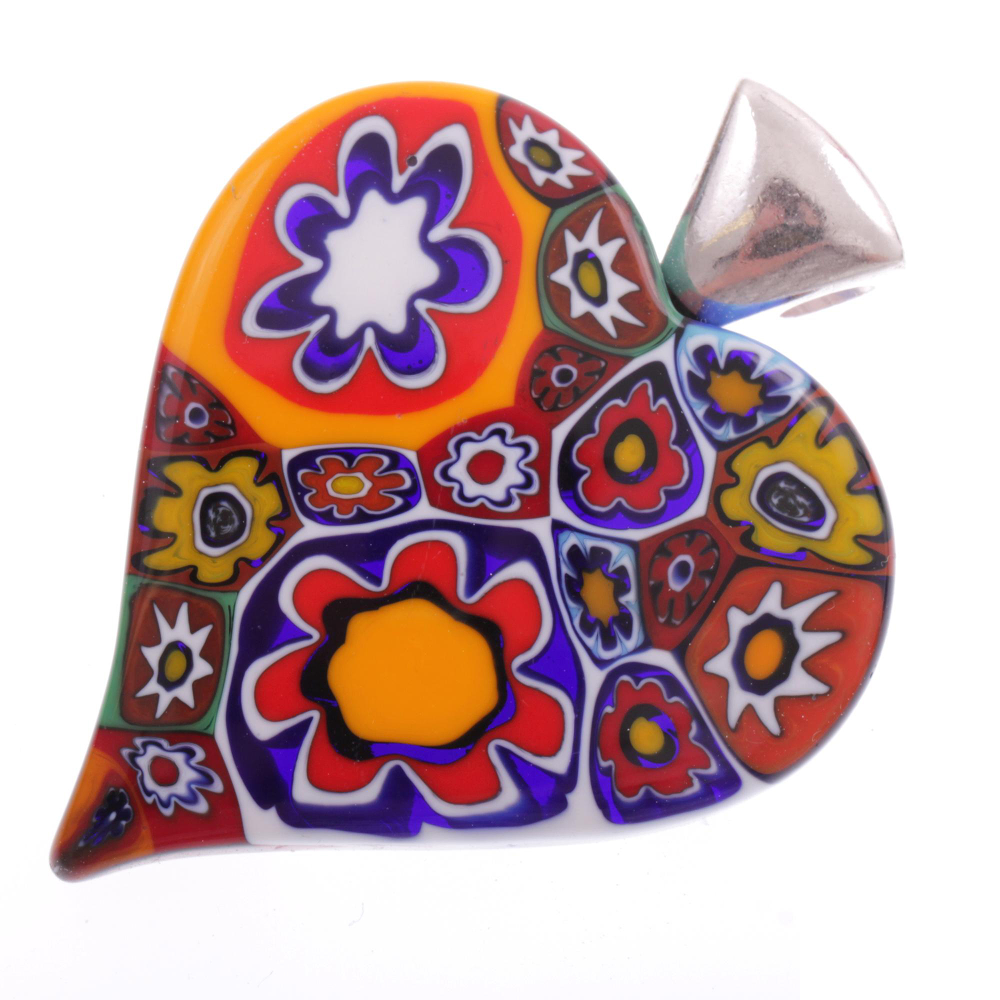 Edles Murano Glas Herz "Milena II" Mille Fiori Anhänger -mille fiori