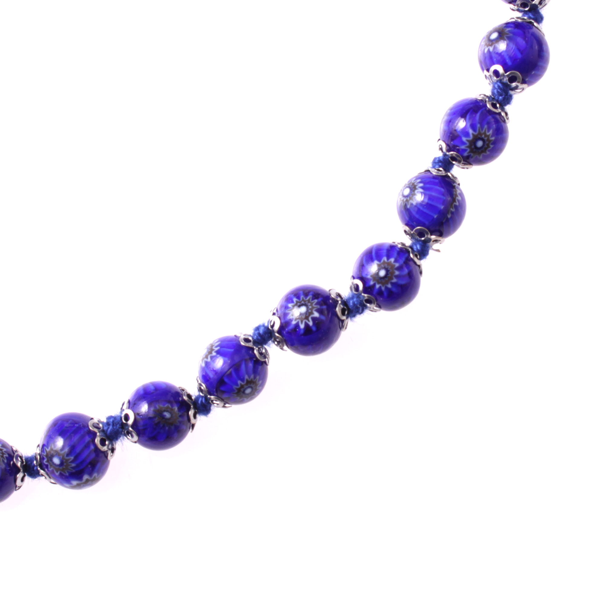 Collier Murano Glas Mille Fiori"-dunkelblau-silber