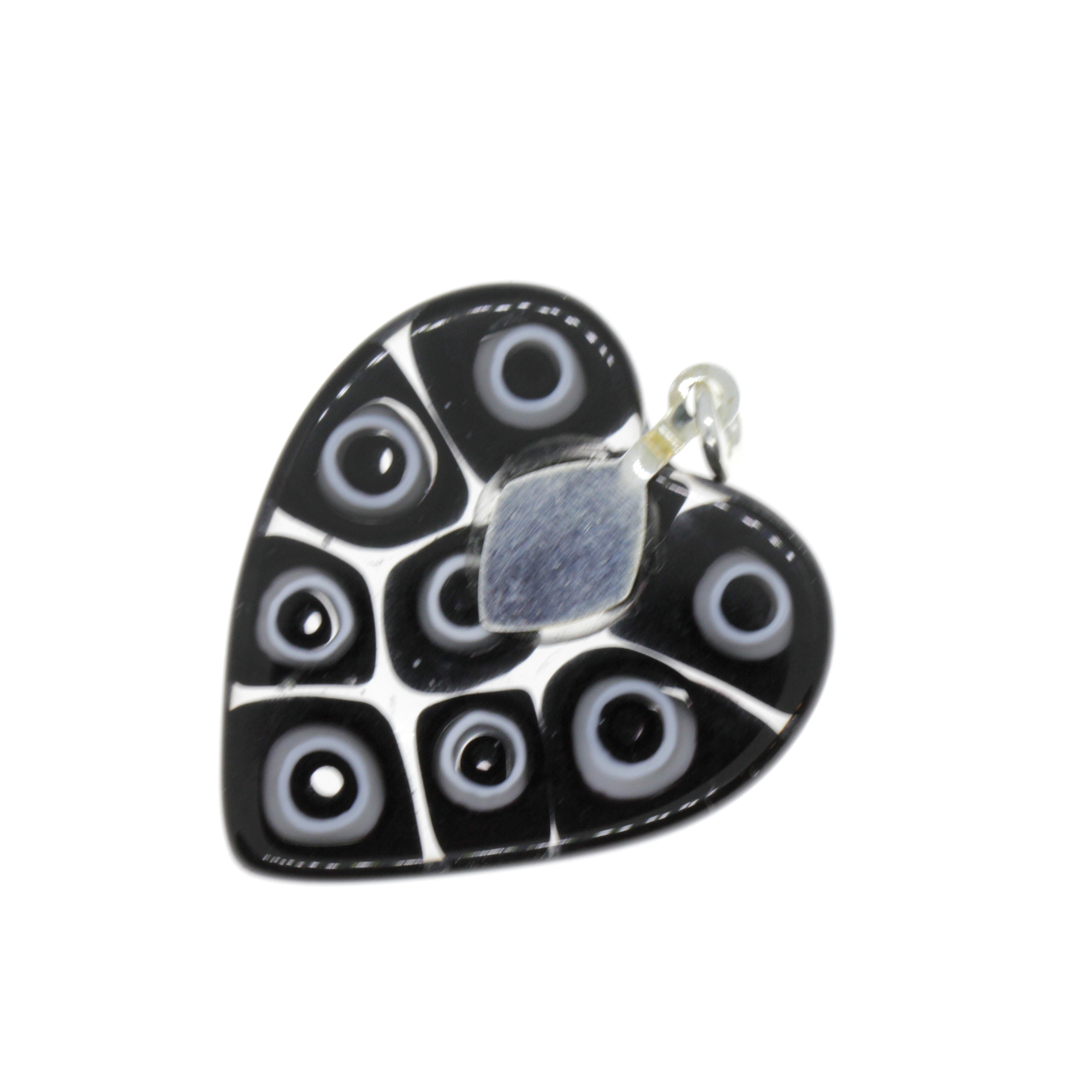 Mille Fiori Herz Anhänger "Sono" Murano Glas - schwarz II