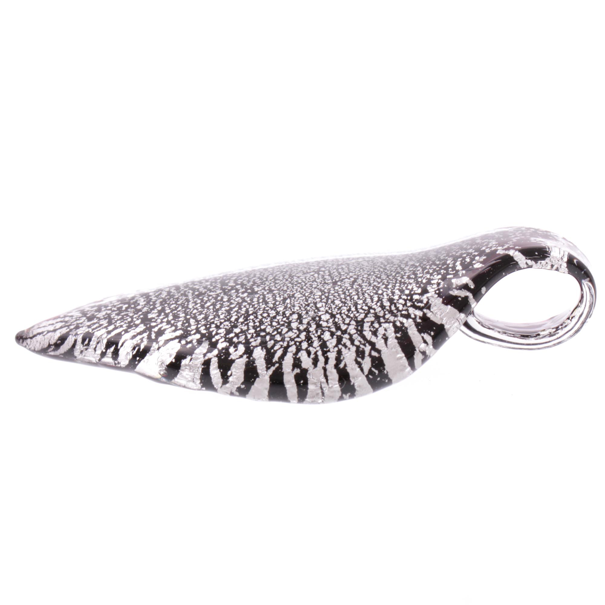 Feines kleines Murano Glas Blatt "Pala" Anhänger-silber