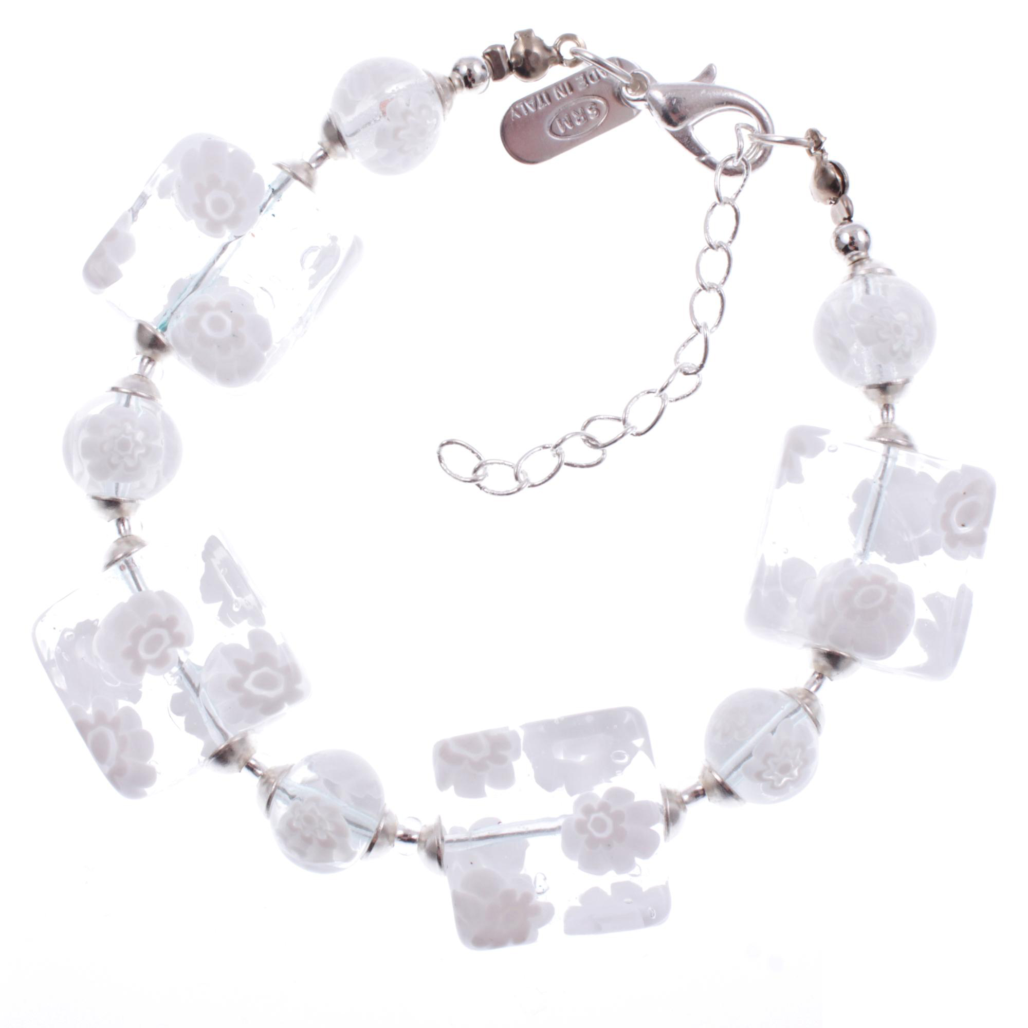 Murano Glas Armband "Melchior" Armschmuck-weiss