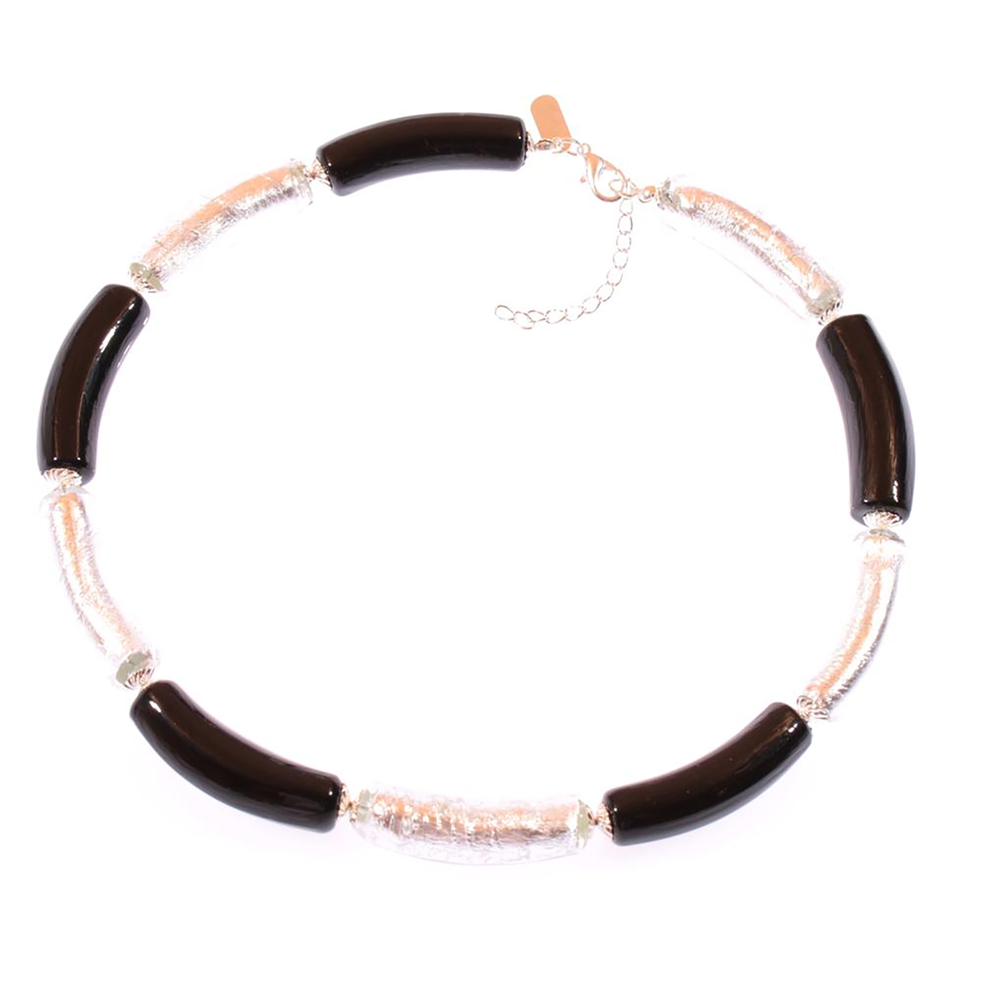 Collier Murano Glas "Lea" schwarz-silber