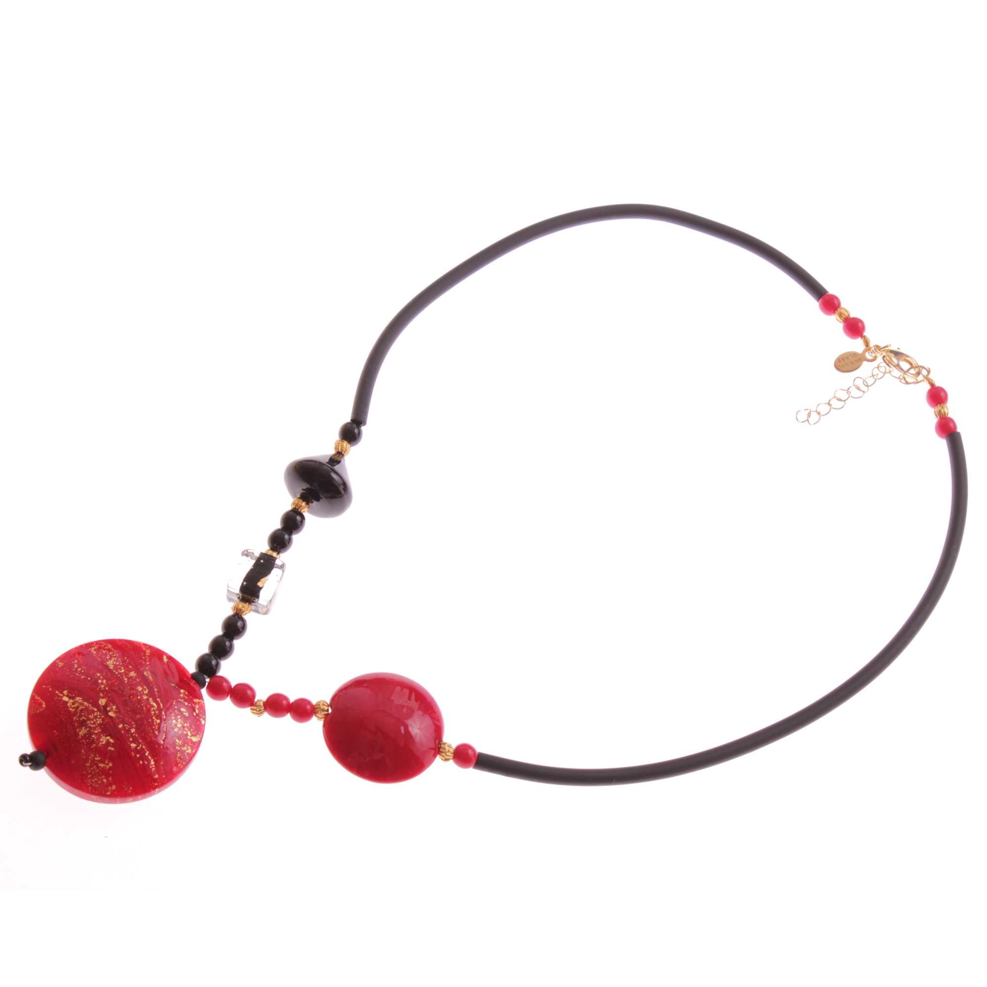 Muranoglas Collier "Ava" trendig mit Kautschuk!-rot