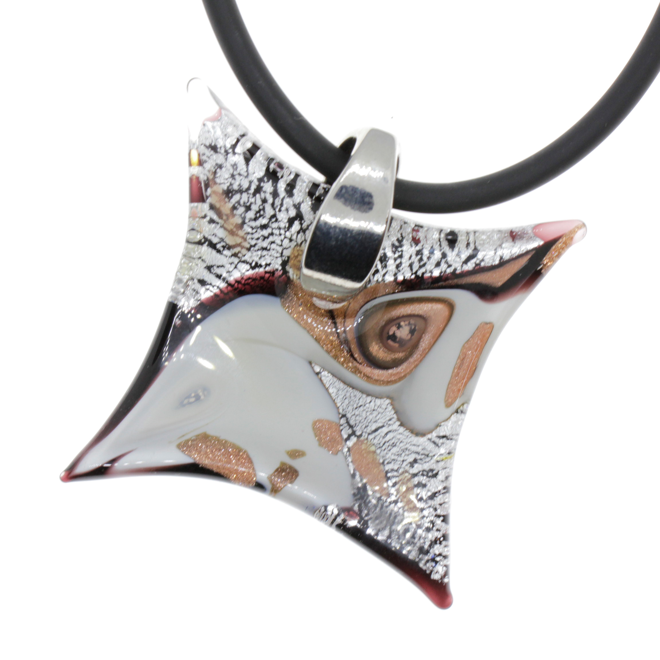 Exquisiter Murano Glas Anhänger "Losanga" -lila silber