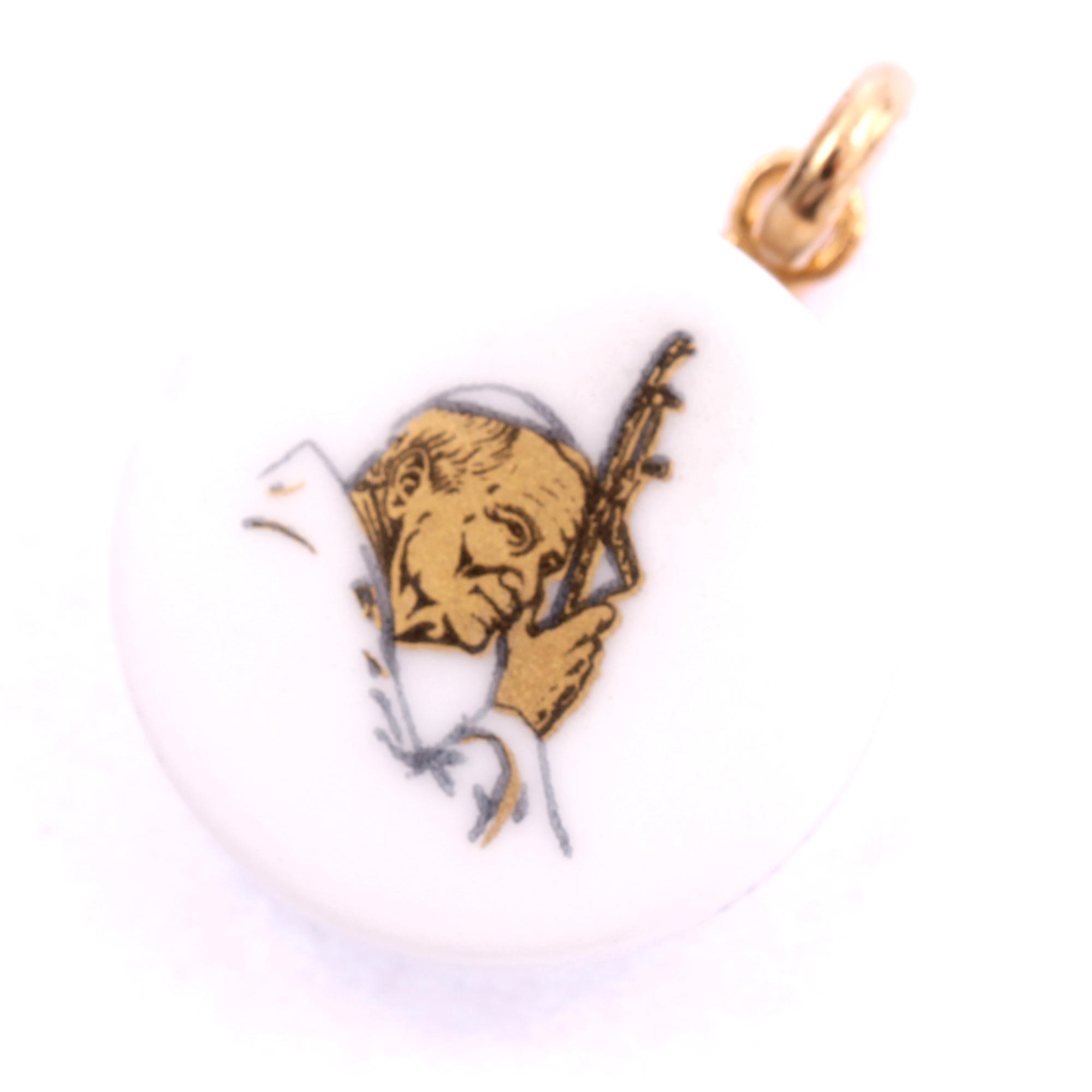 Exklusiver Papstanhänger aus Murano Glas "Papa" -weiss