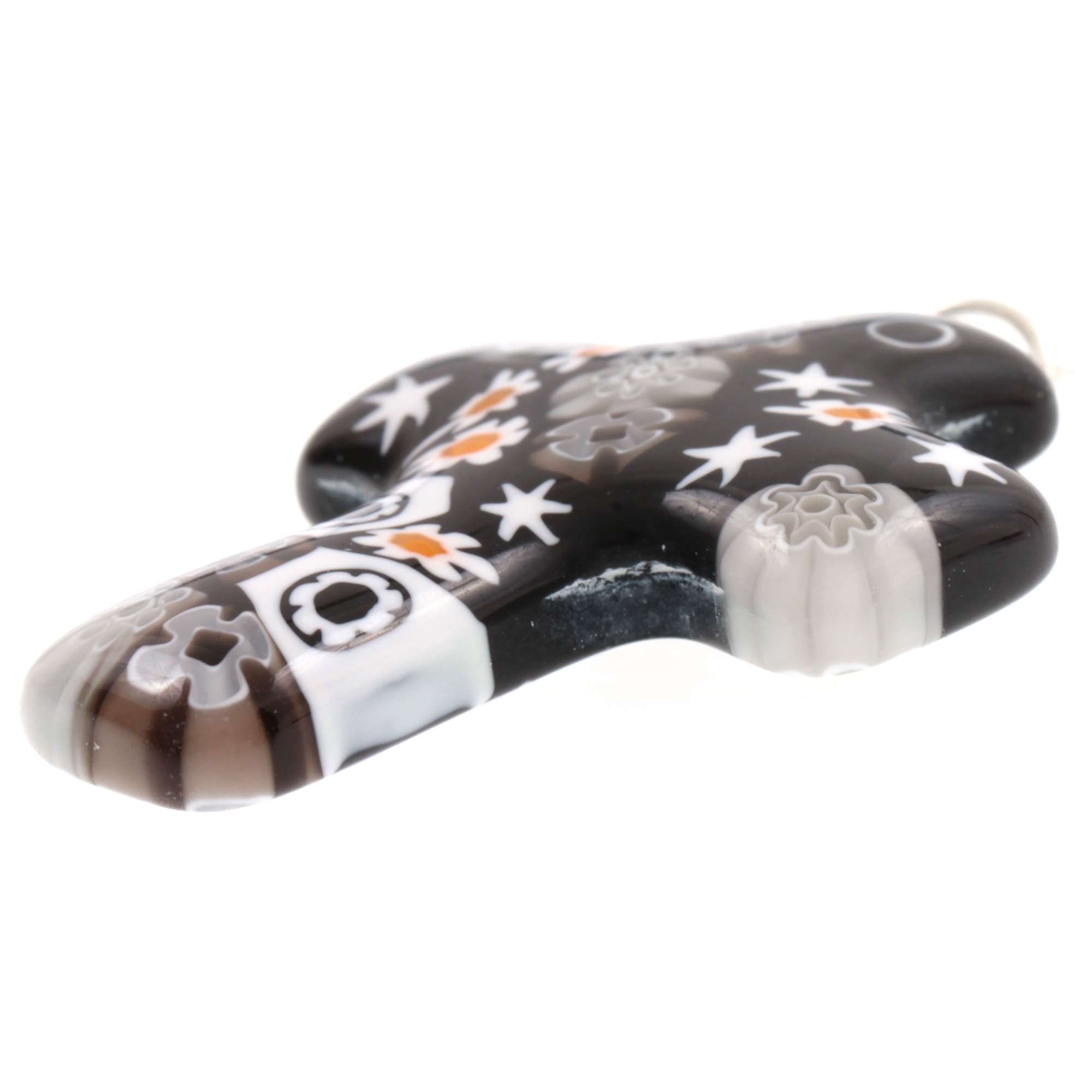 Murano Glas Kreuz Modell "Grand Rood" Mille Fiori-schwarz-weiss