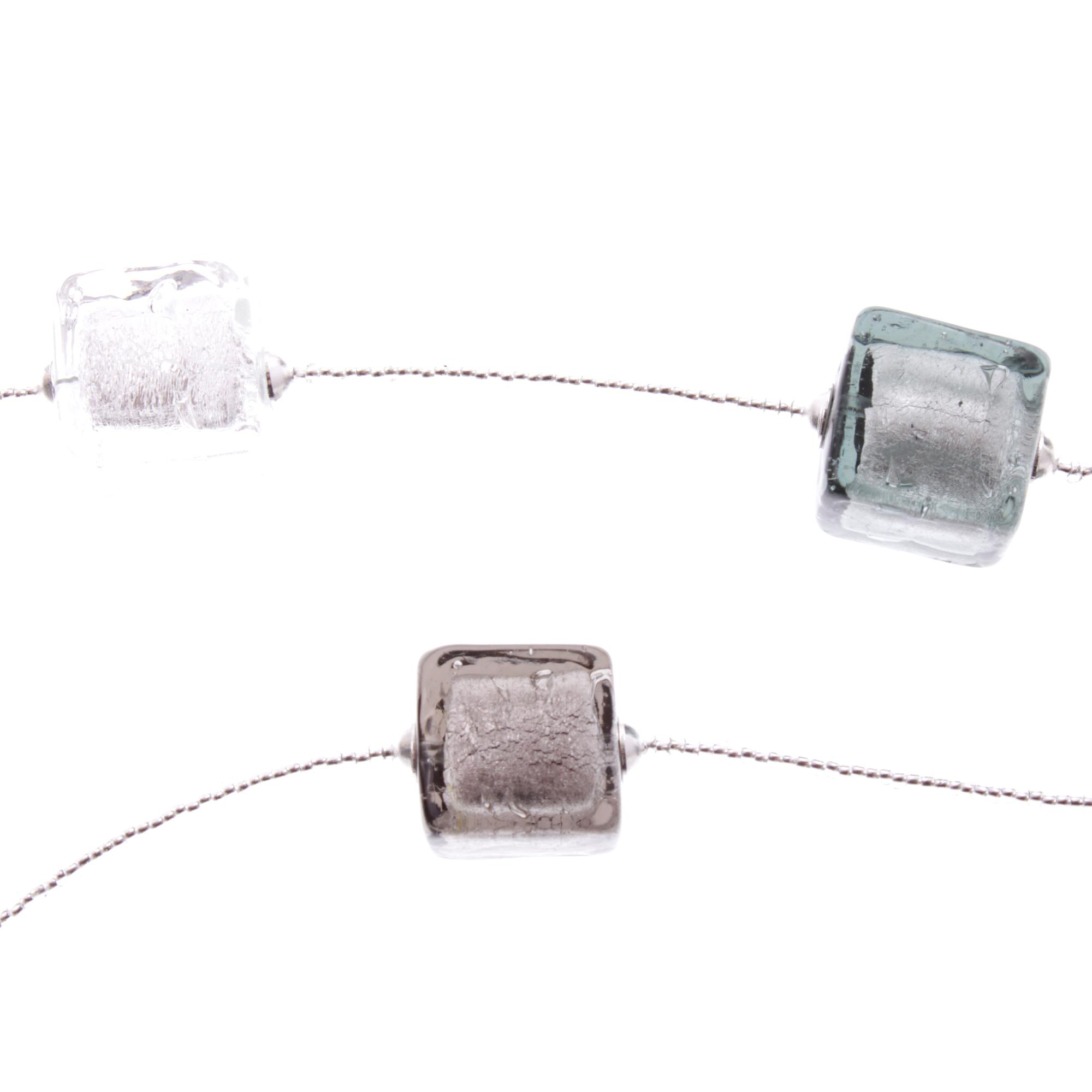 Traumhaftes Murano Glas Collier "Ancora" Halskette-schwarz-silber