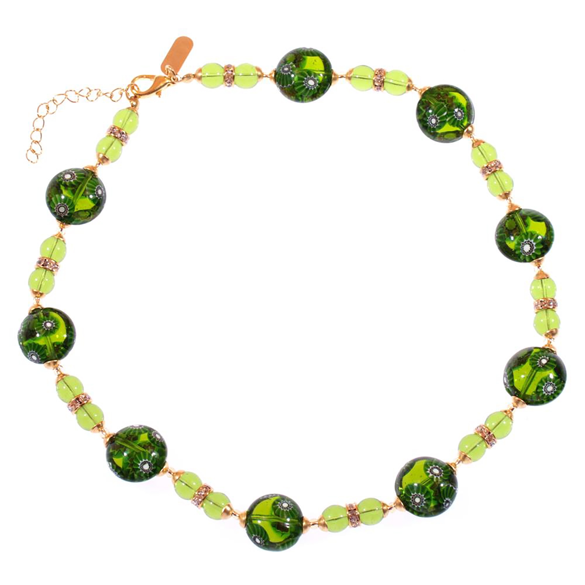 Murano Glas Collier "Osanna" grün-gold