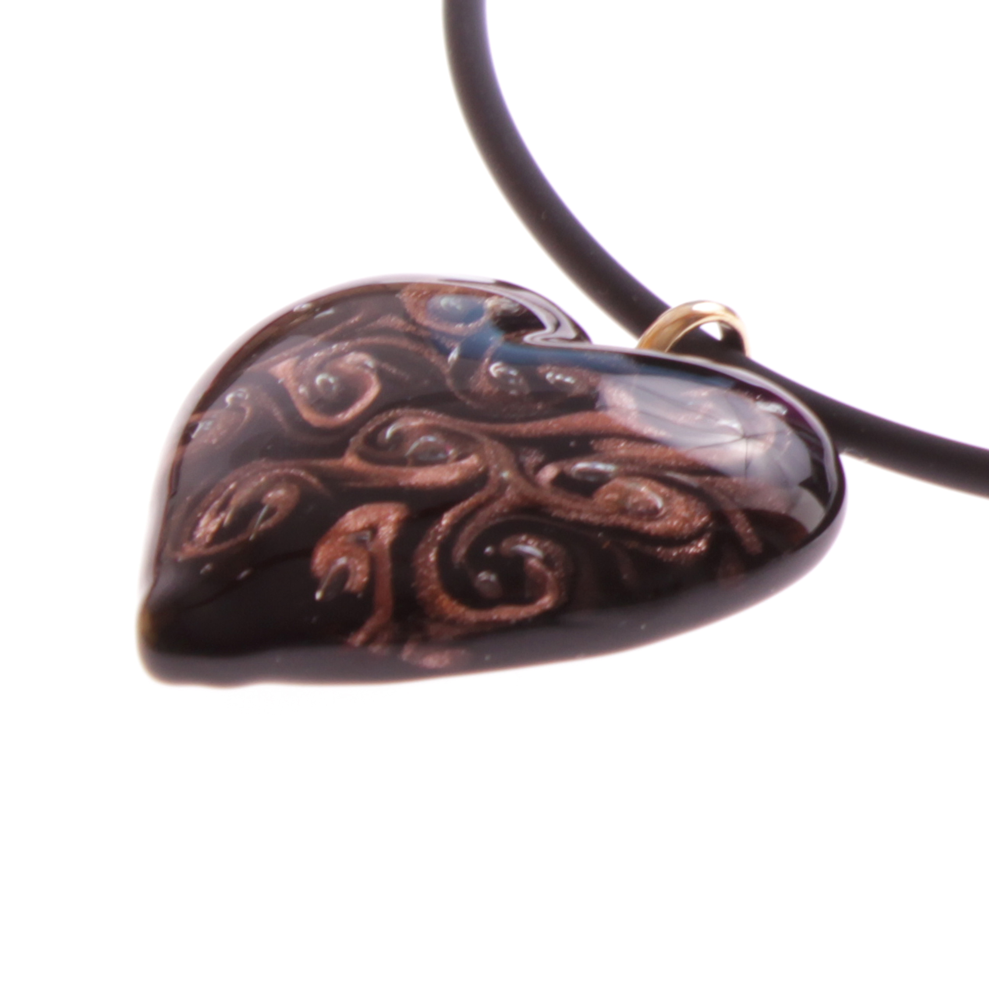 Girello medium Muranoglas Anhänger Schwarz/Kupfer; Muranoglas mit echtem Kupfer; hypoallergene, hochwertig vergoldete Öse