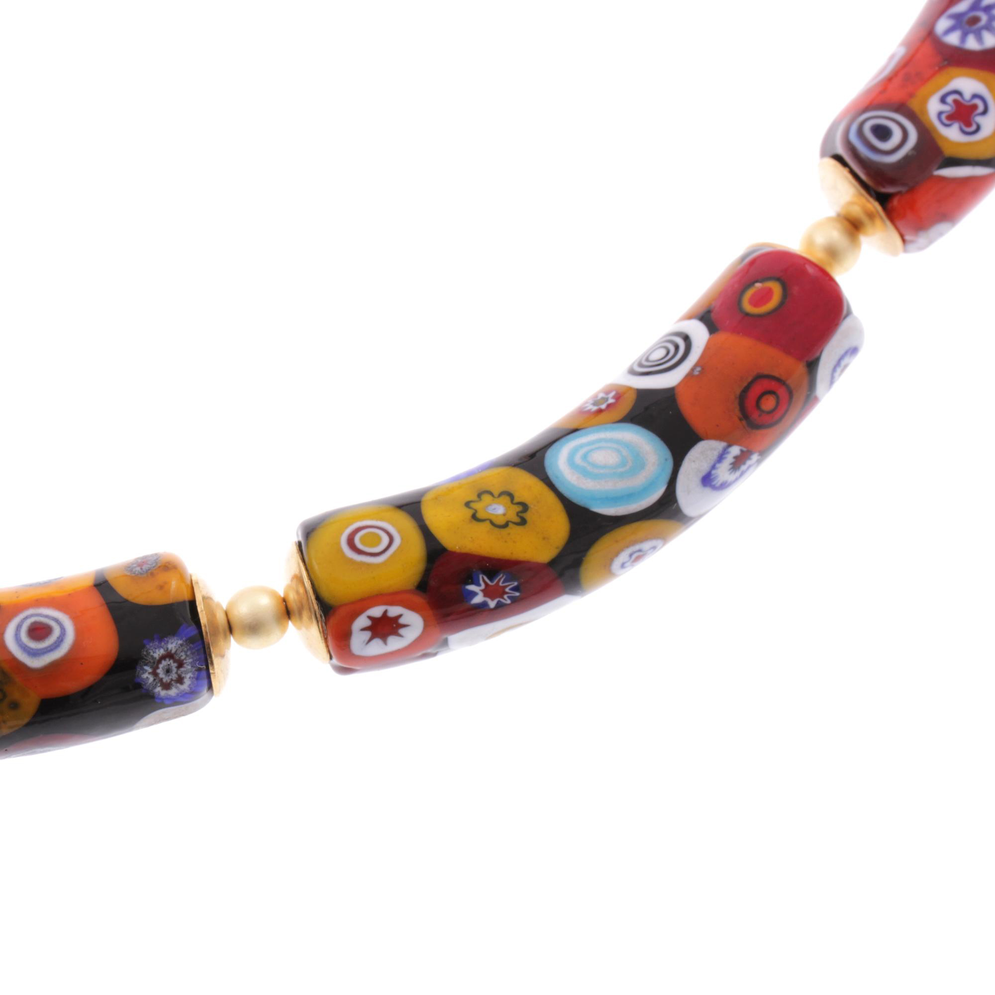 Lea Muranoglas-Collier Millefiori Bunt, 45 cm, detailansicht der glaselemente