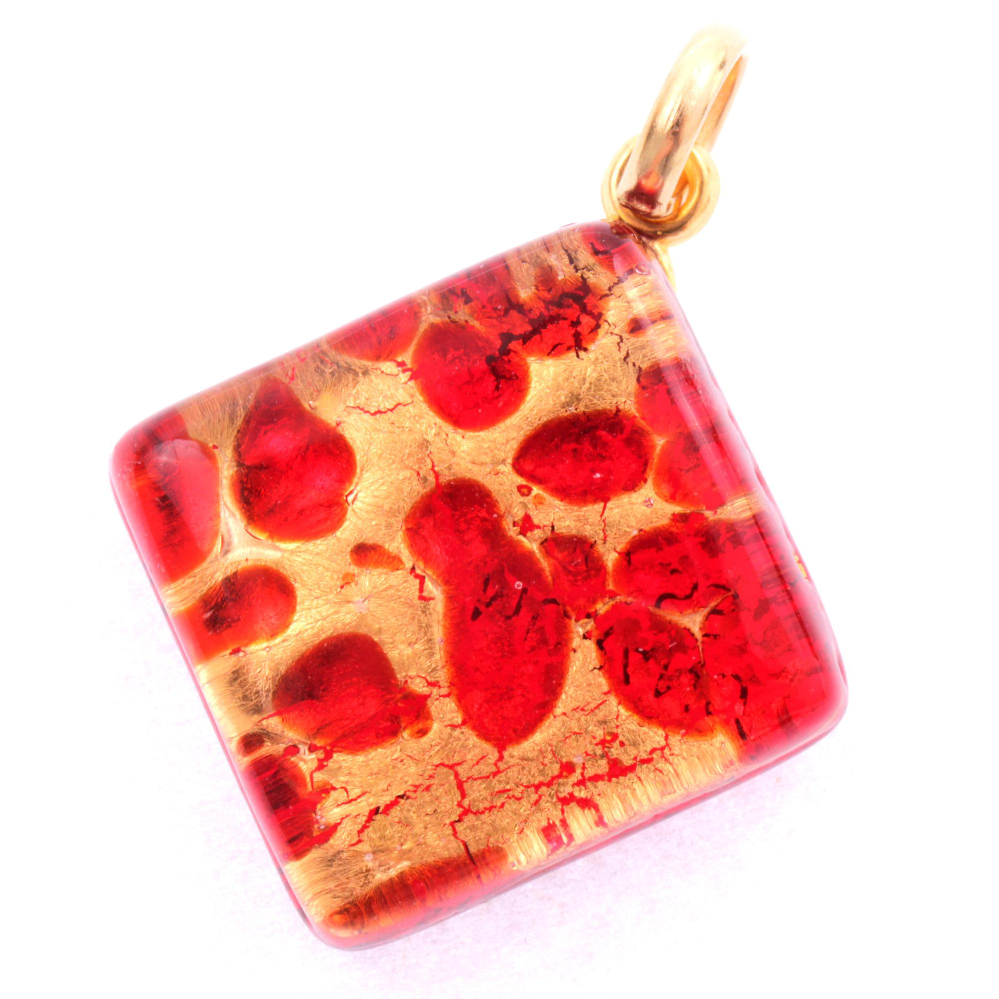 Murano Glas Anhänger "Gioco" -rot-gold