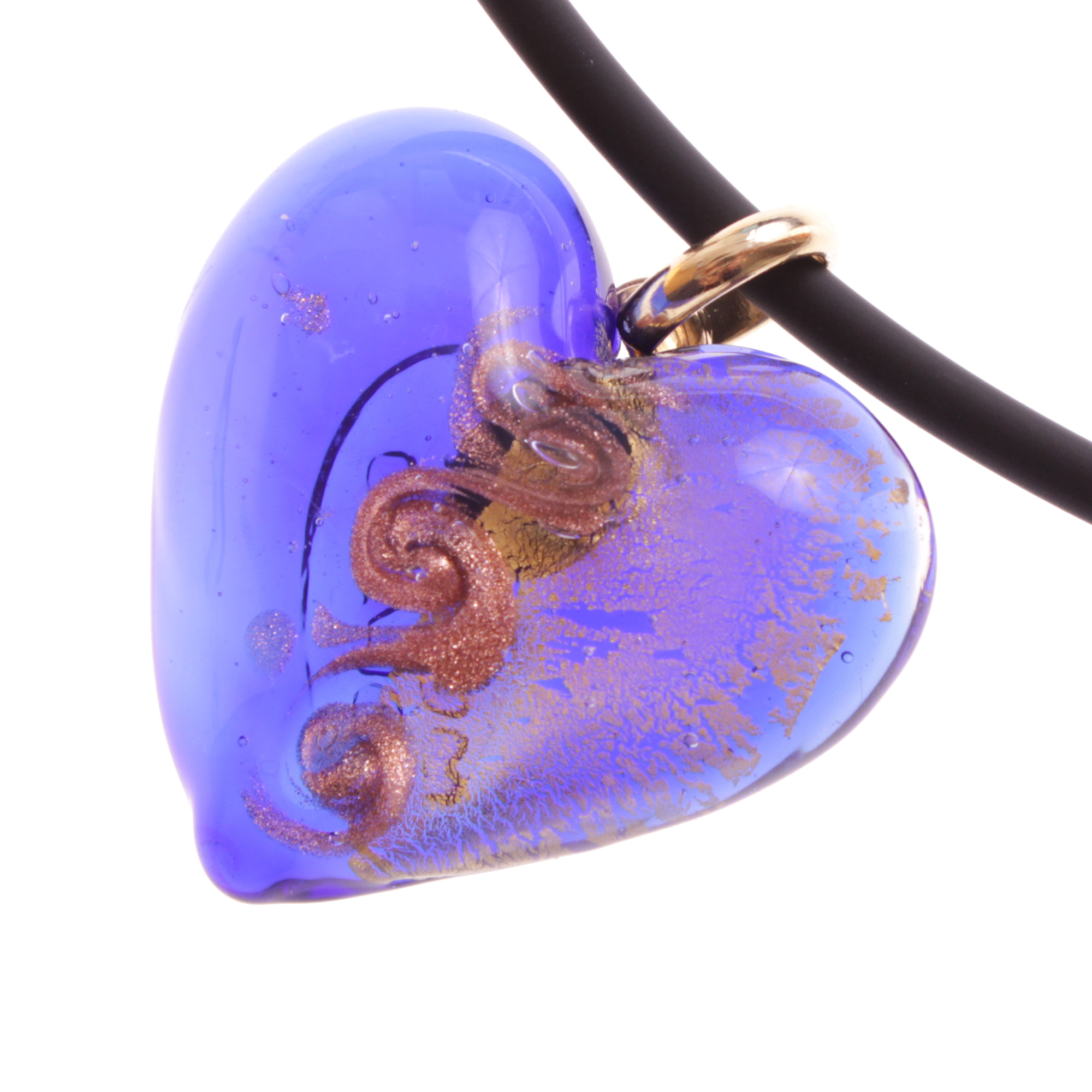 Wunderschönes Murano Glas Herz "Girello picco"-blau-gold