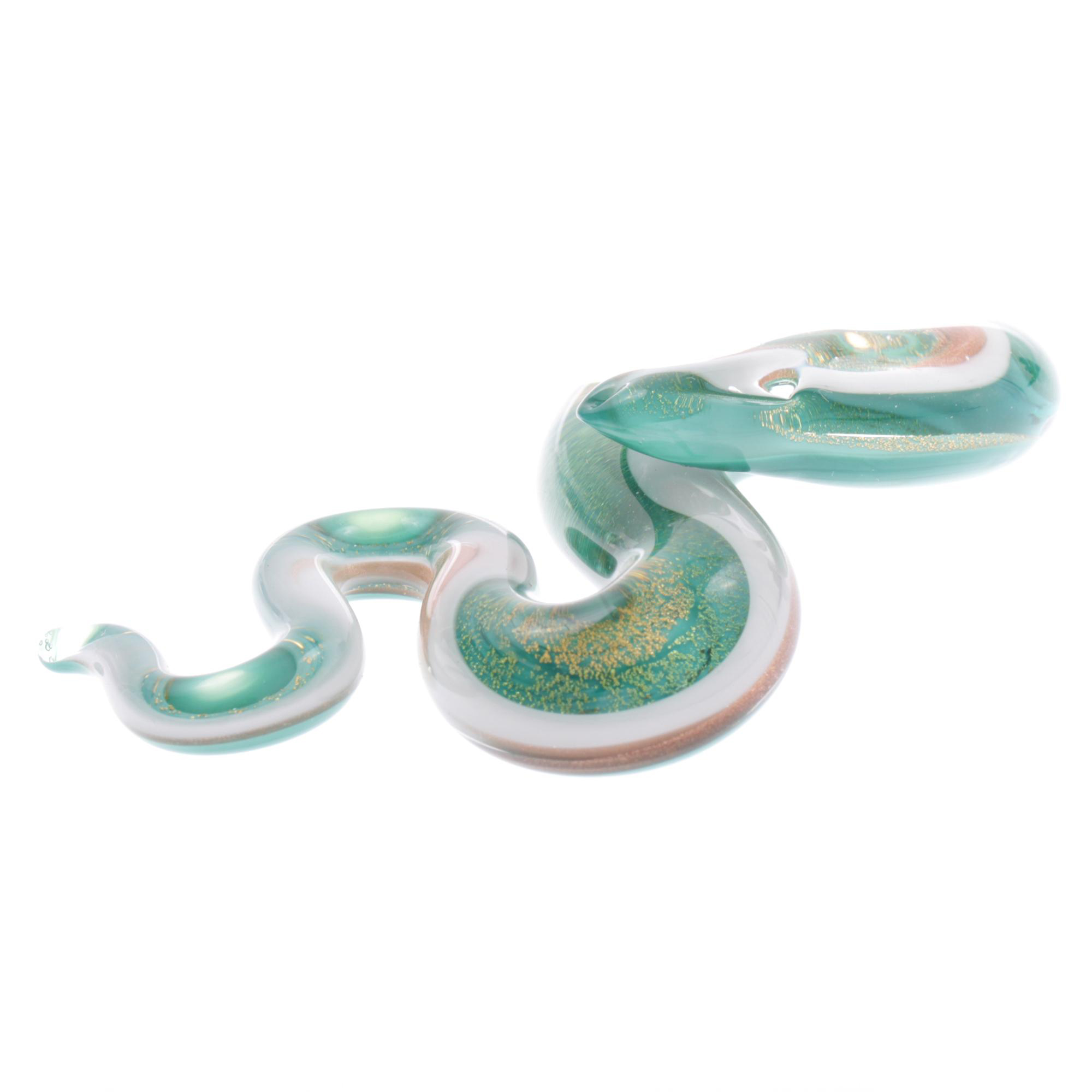 Unsere große edle Murano Glas Schlange "Coda Grande" Anhänger -grün-gold