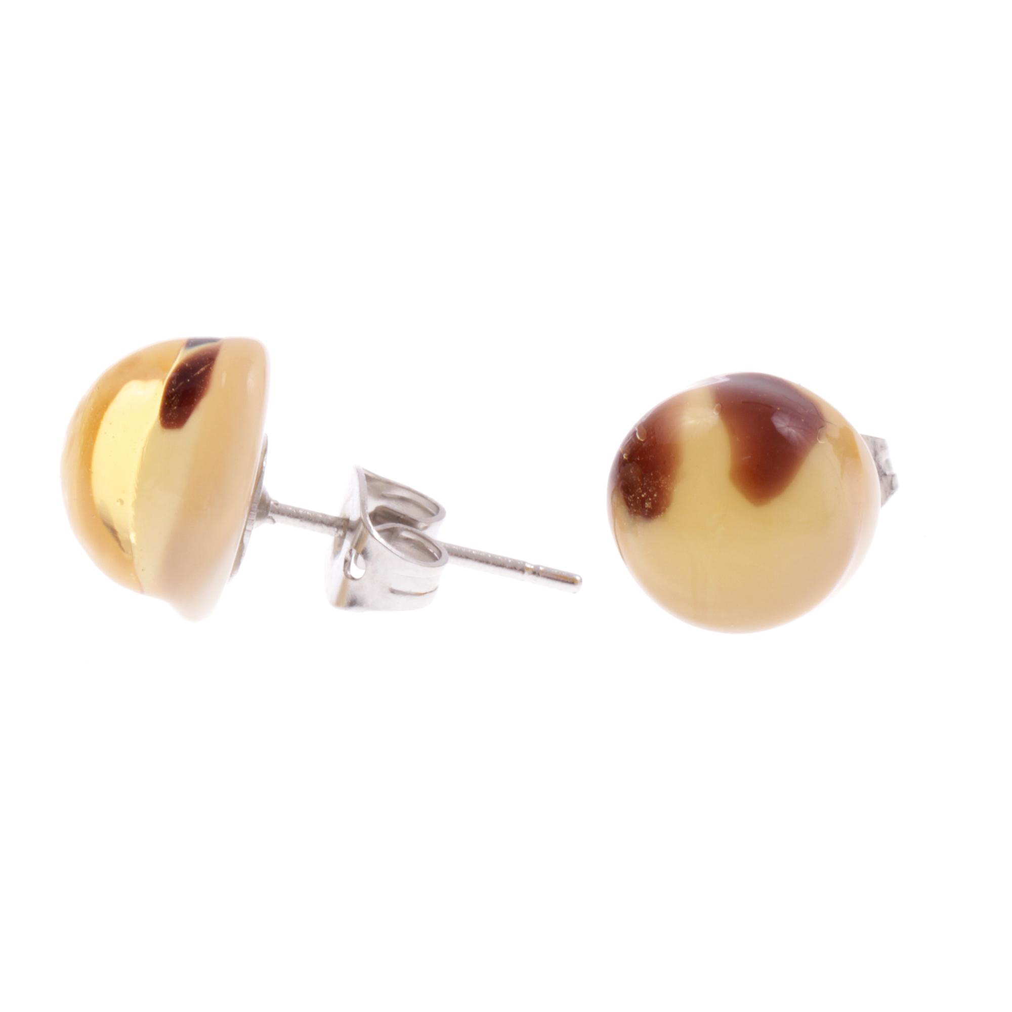 Spina Attesa Ohrstecker Amber aus echtem Muranoglas mit echtem Blattgold