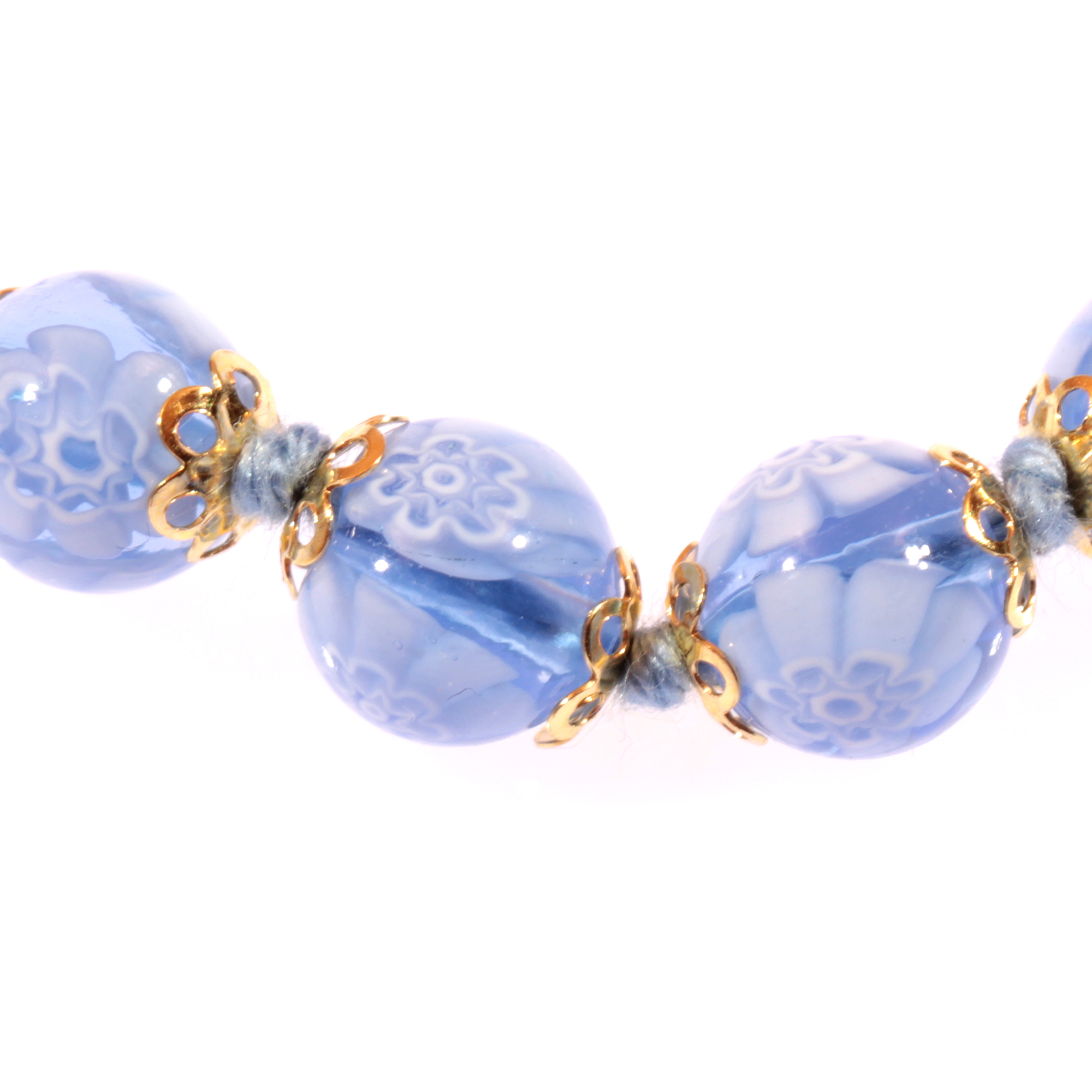 Murano Glas Armband "Mille Fiori" hellblau