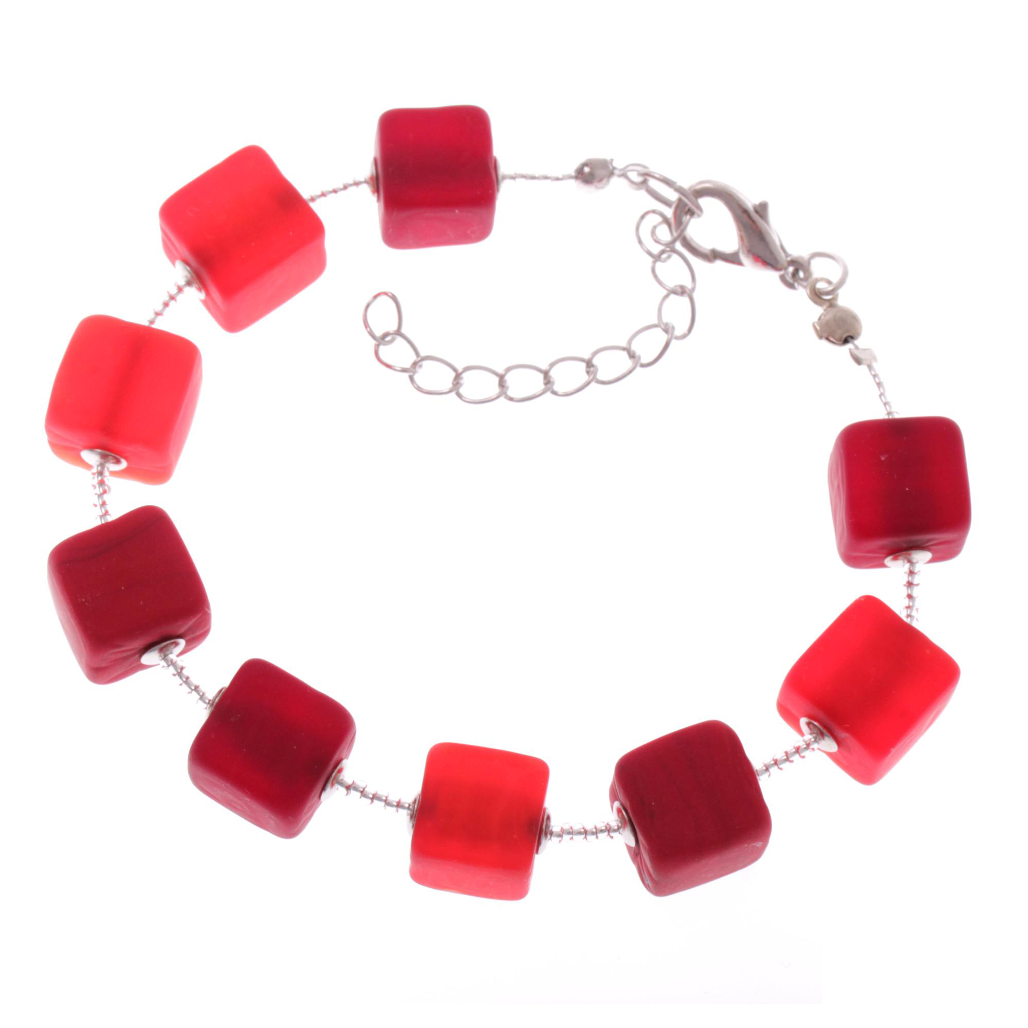 "Quadro" Murano Glas Armband-rot matt