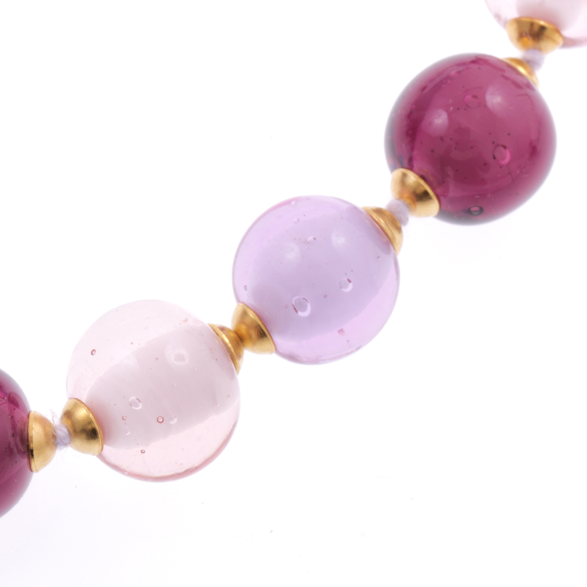 Kugel Collier "Verona" Murano Glas Halskette -lila gold